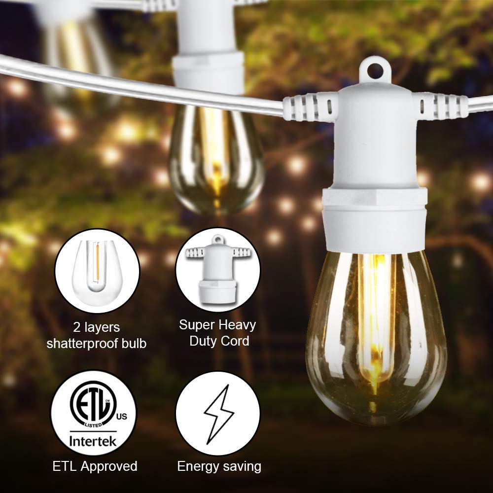 SUNTHIN 96FT Outdoor White LED String Lights with 240W Dimmer & Wireless Remote Control - 50Ft Range, Auto Off Timer - Perfect for Patio, Garden, Wedding, and Backyard Decor
