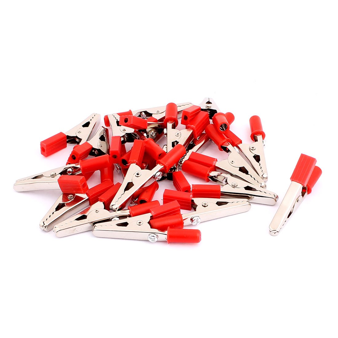 Plastic & Metal Battery Test Alligator Clips - 55mm Voltage Test Clips (20pcs, Red) - Perfect for Electronics Testing, DIY Projects & Automotive Electrical Work