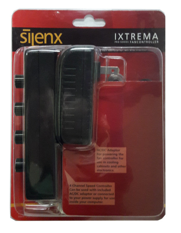 Silenx 4 Channel External Fan Controller with AC/DC Adapter - Quiet PC Cooling for Gaming, Workstation & Home Office Use