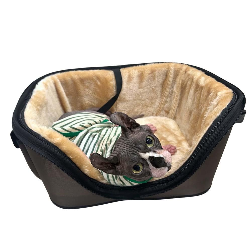Premium Mini Pet Carrier - Soft & Cozy Brown Travel Bag for Small Dogs & Cats - Perfect for Airplane, Car Rides & Vet Visits