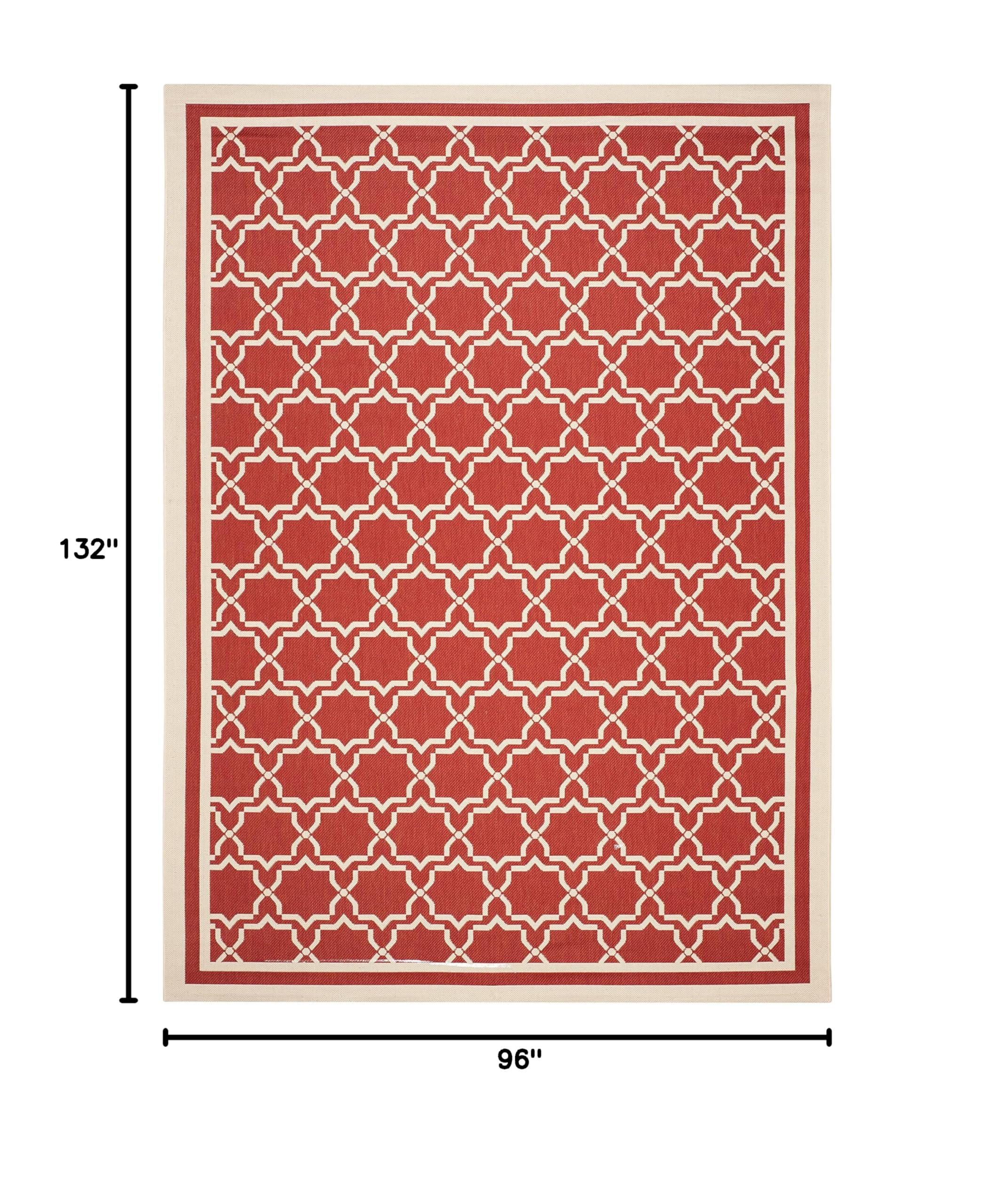 SAFAVIEH Courtyard Collection 8' x 11' Red/Bone Indoor Outdoor Rug - Waterproof, Easy to Clean, Non-Slip Backing - Perfect for Patio, Backyard, Mudroom, Porch & High Traffic Areas