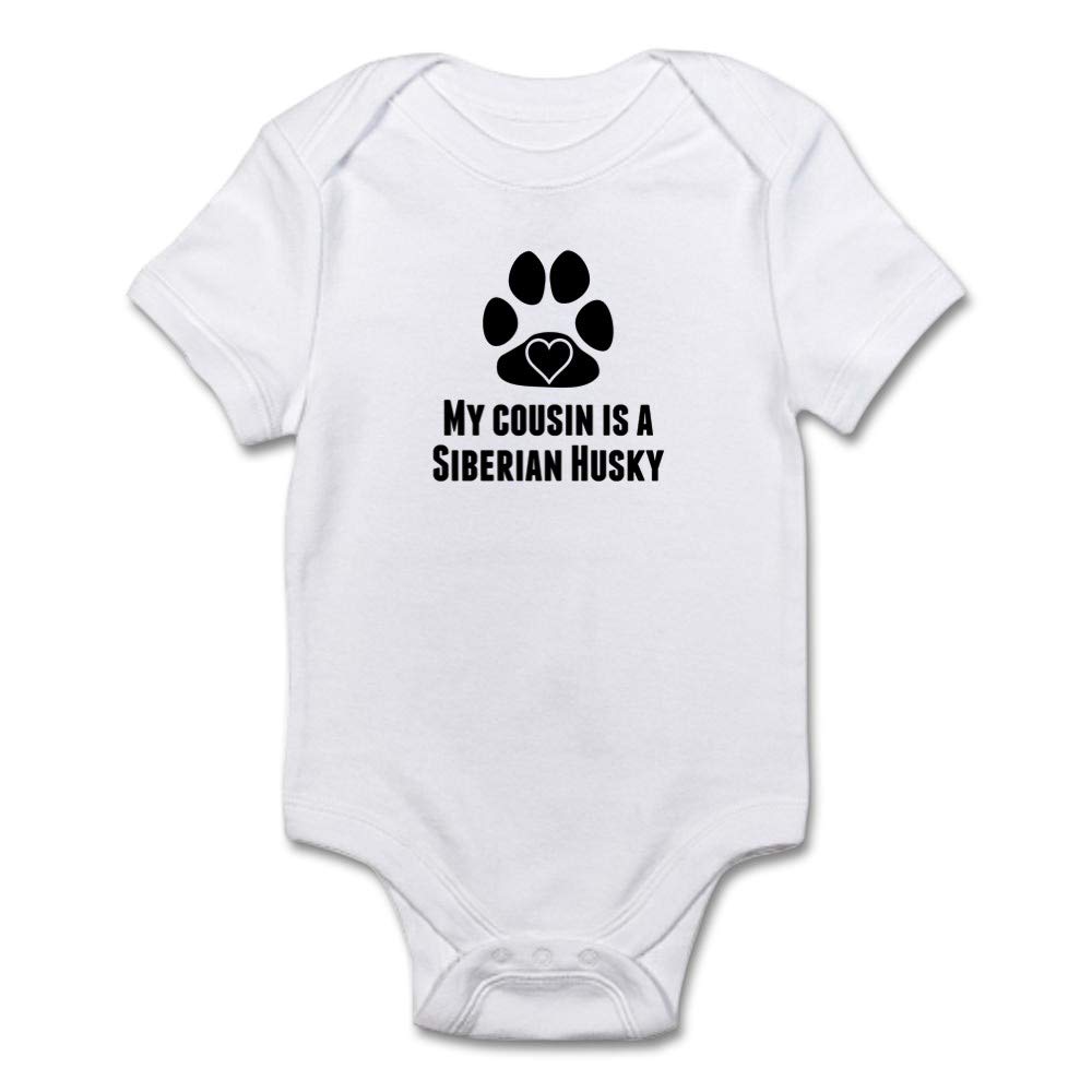 My Cousin is a Siberian Husky Baby Bodysuit - Cute Dog Lover Outfit for Infants & Toddlers - Perfect for Family Gatherings, Pet Lover Gifts & Photo Shoots
