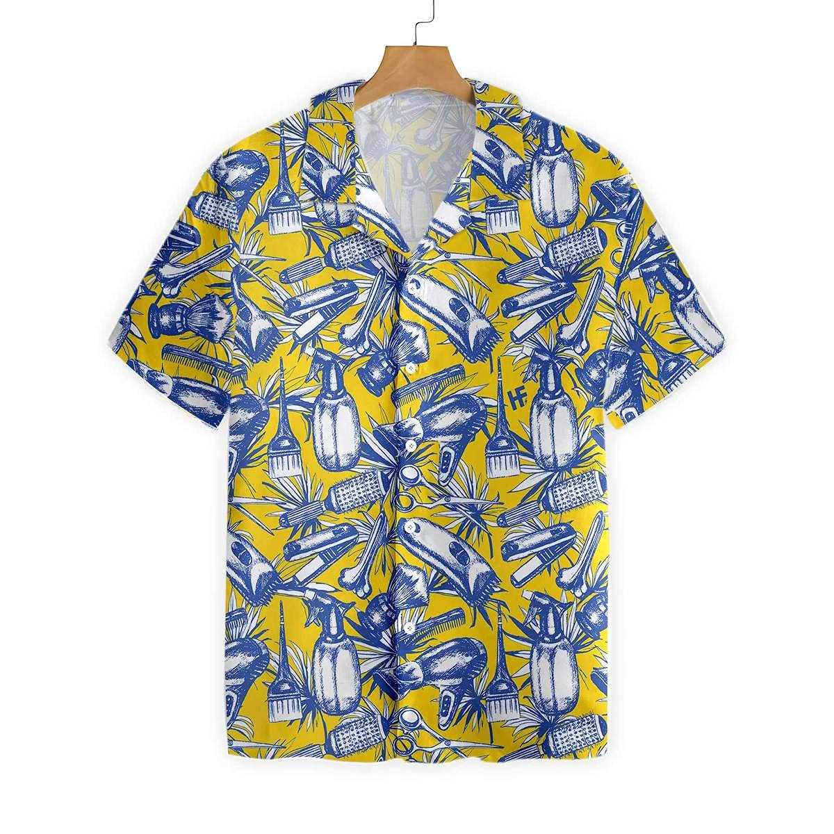 HYPERFAVOR Men's Tropical Barber Shirts - Casual Short Sleeve Hawaiian Shirts for Barbers - Breathable Summer Shirts for Men | Perfect for Beach Parties, Barber Shops & Casual Outings