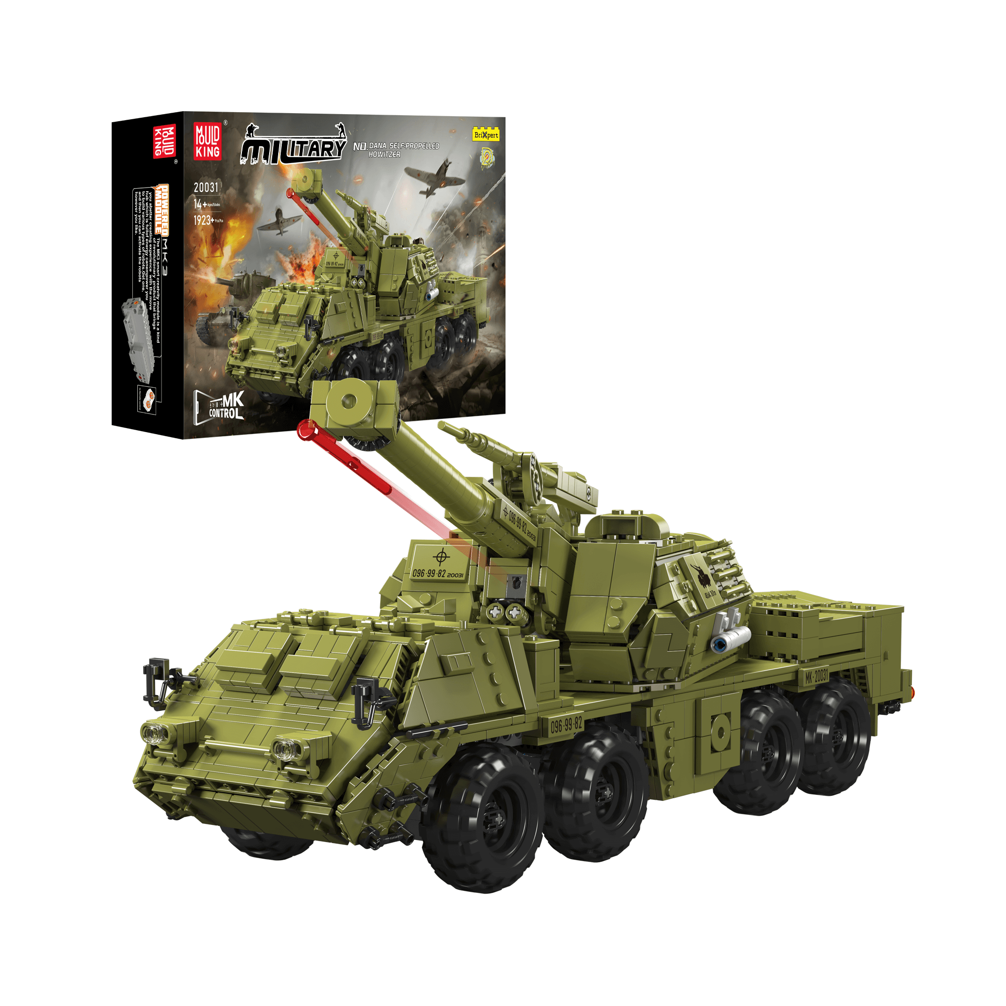 Mould King 20031 Dana Self-Propelled Howitzer Building Set - 1,923 Piece Military Model Kit for Adults & Teens | STEM Toy, Collector's Gift, DIY Project for Army Enthusiasts & Model Builders