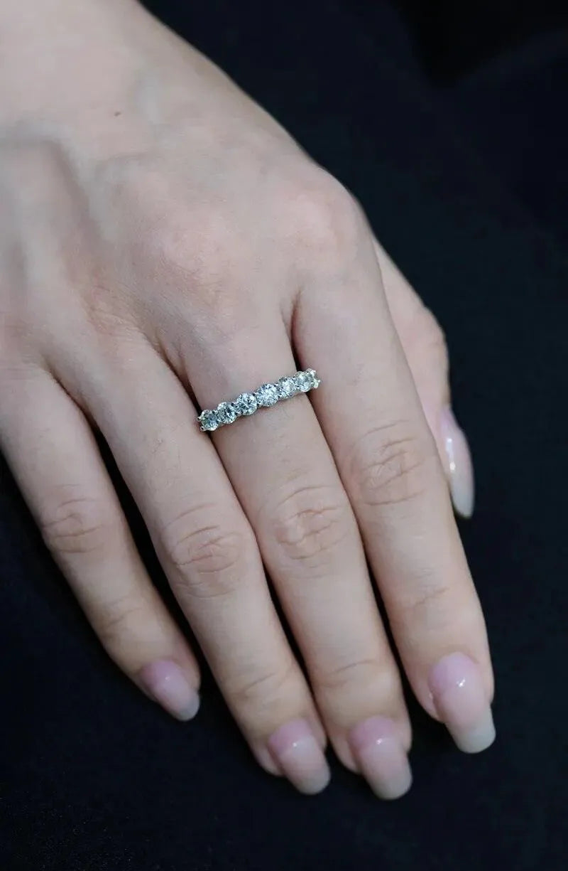 18K White Gold Diamond Ring for Women - Real Natural Shiny Diamond Wedding Band, Minimalist Luxury Jewelry - Perfect for Engagement, Anniversary & Special Occasions