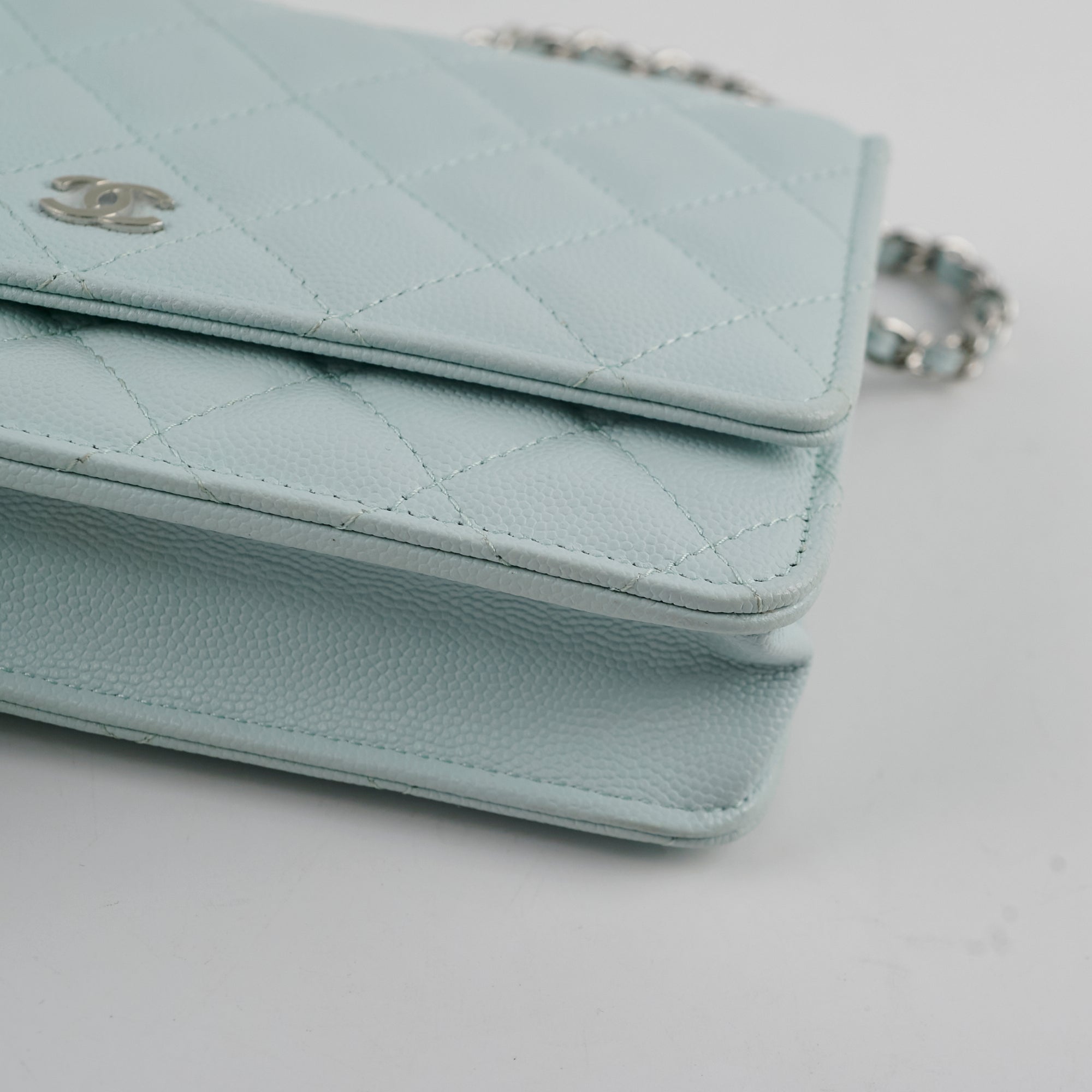 Chanel Caviar Wallet On Chain WOC Light Blue - Luxury Crossbody Bag with Microchip for Women | Perfect for Parties, Date Nights & Travel