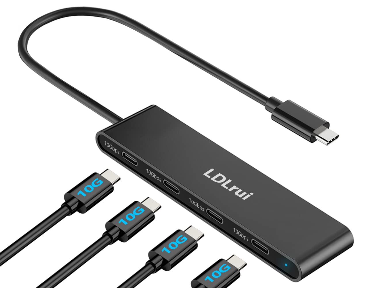 4-Port USB C Hub with 10Gbps Data Transfer - USB C Splitter Adapter for MacBook Pro/Air, iPhone 15 Pro/Max, iPad, Dell XPS, Samsung - Perfect for Home Office, Travel & Multi-Device Charging