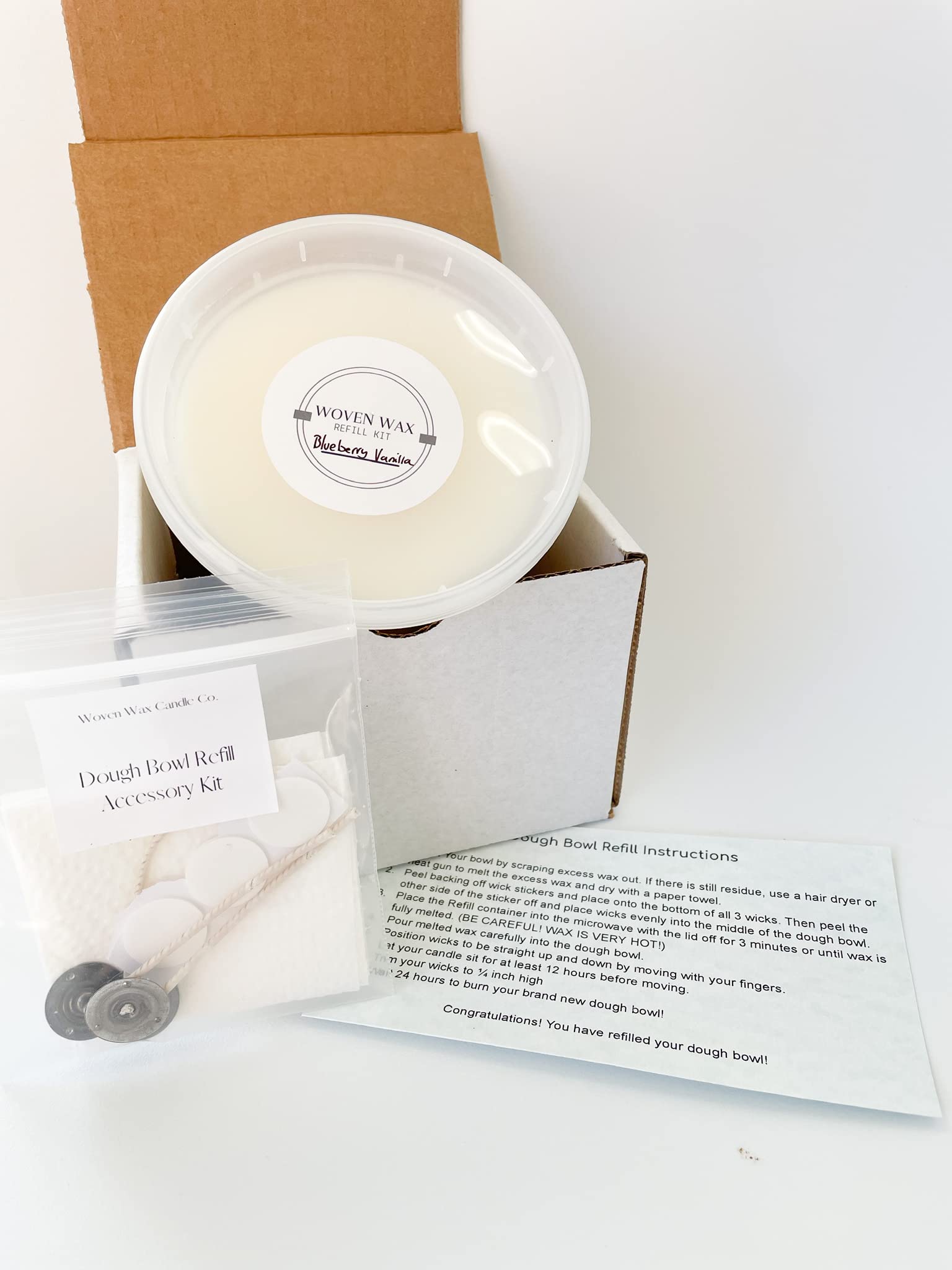Christmas Tree Dough Bowl Candle Refill Kit - Natural Soy Wax, Holiday Home Decor for Farmhouse, Rustic & Cozy Winter Ambiance