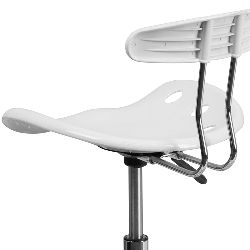 FLASH Bradley Vibrant Violet and Chrome Drafting Stool with Tractor Seat - Adjustable Height Bar Stool for Home Office, Art Studio & Industrial Workspaces