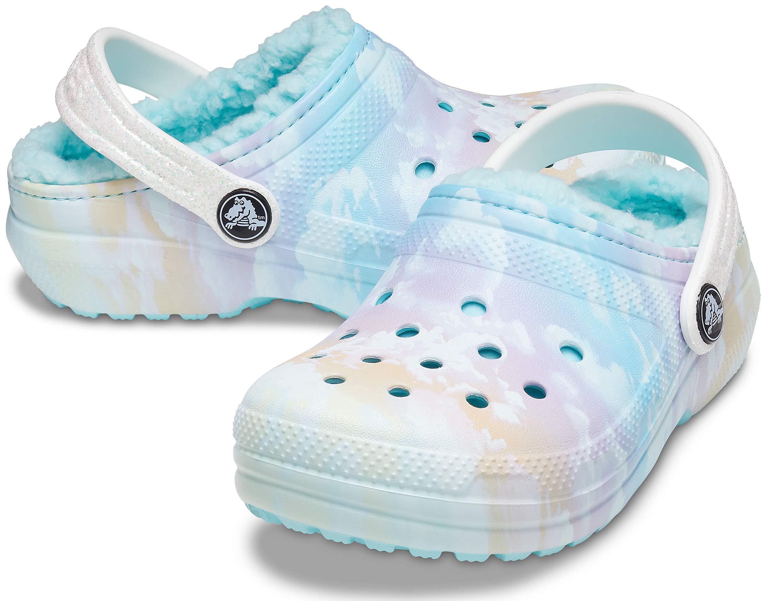 Crocs Kids Classic Marbled Tie Dye Lined Clogs - Unisex Slip-Resistant Comfort Shoes for Boys & Girls - Perfect for School, Play & Outdoor Activities