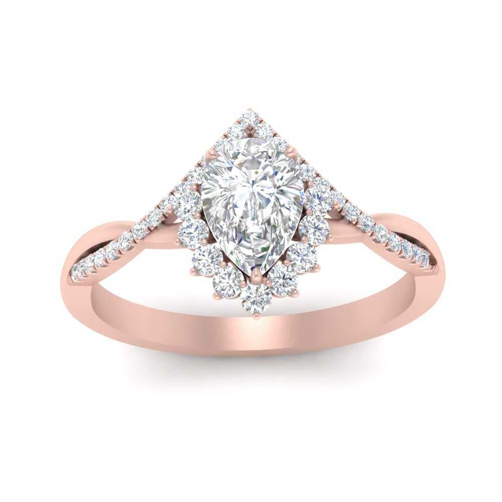 Rose Gold Plated Pear Cut CZ Halo Ring with Gemstone - Elegant Wedding & Engagement Jewelry for Women, US Size 4-12 - Perfect Gift for Wife, Anniversary & Valentine's Day