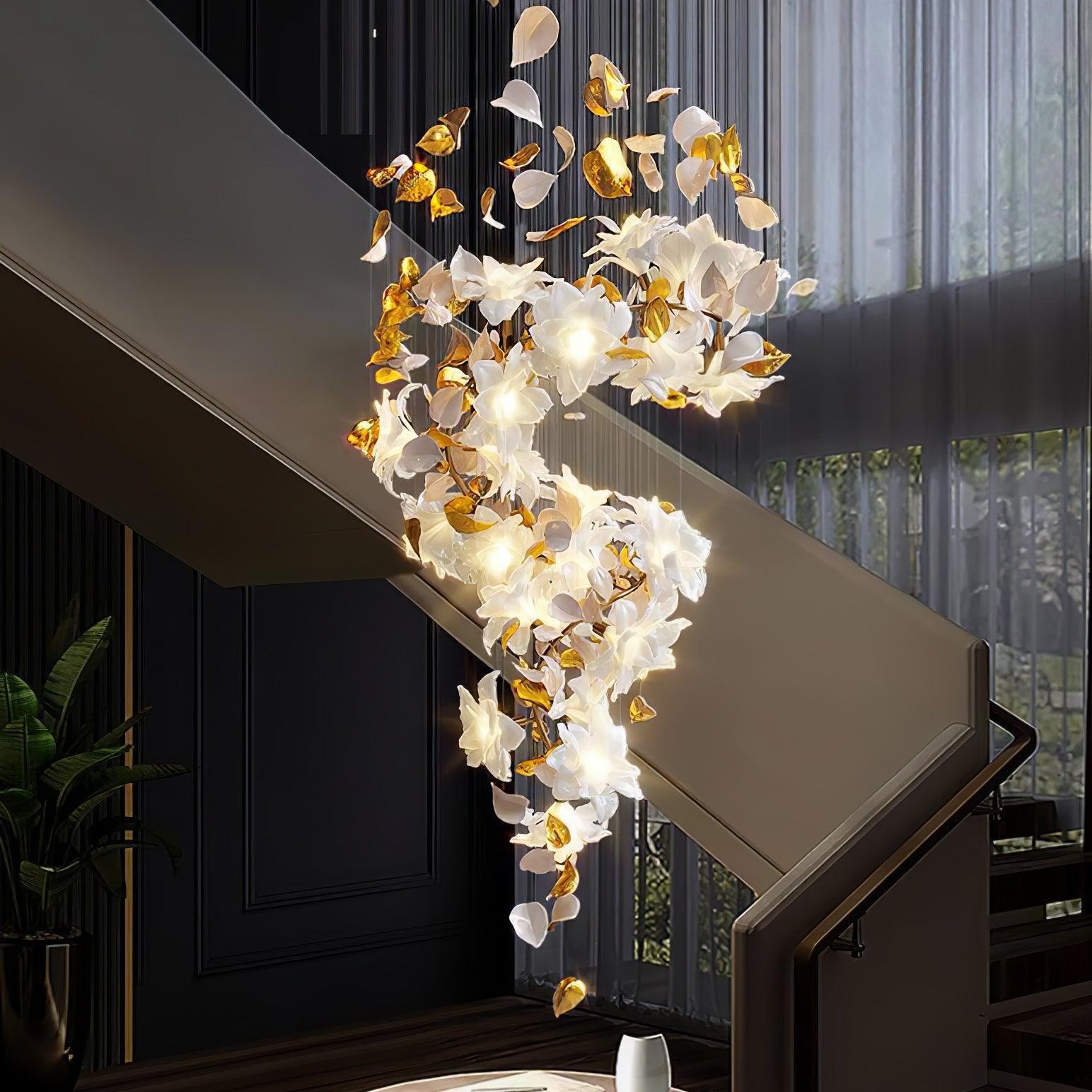 Flying Flowers Fluttering Chandelier - Elegant Butterfly Ceiling Light Fixture for Bedroom, Living Room & Nursery Decor | Romantic Boho Home Lighting