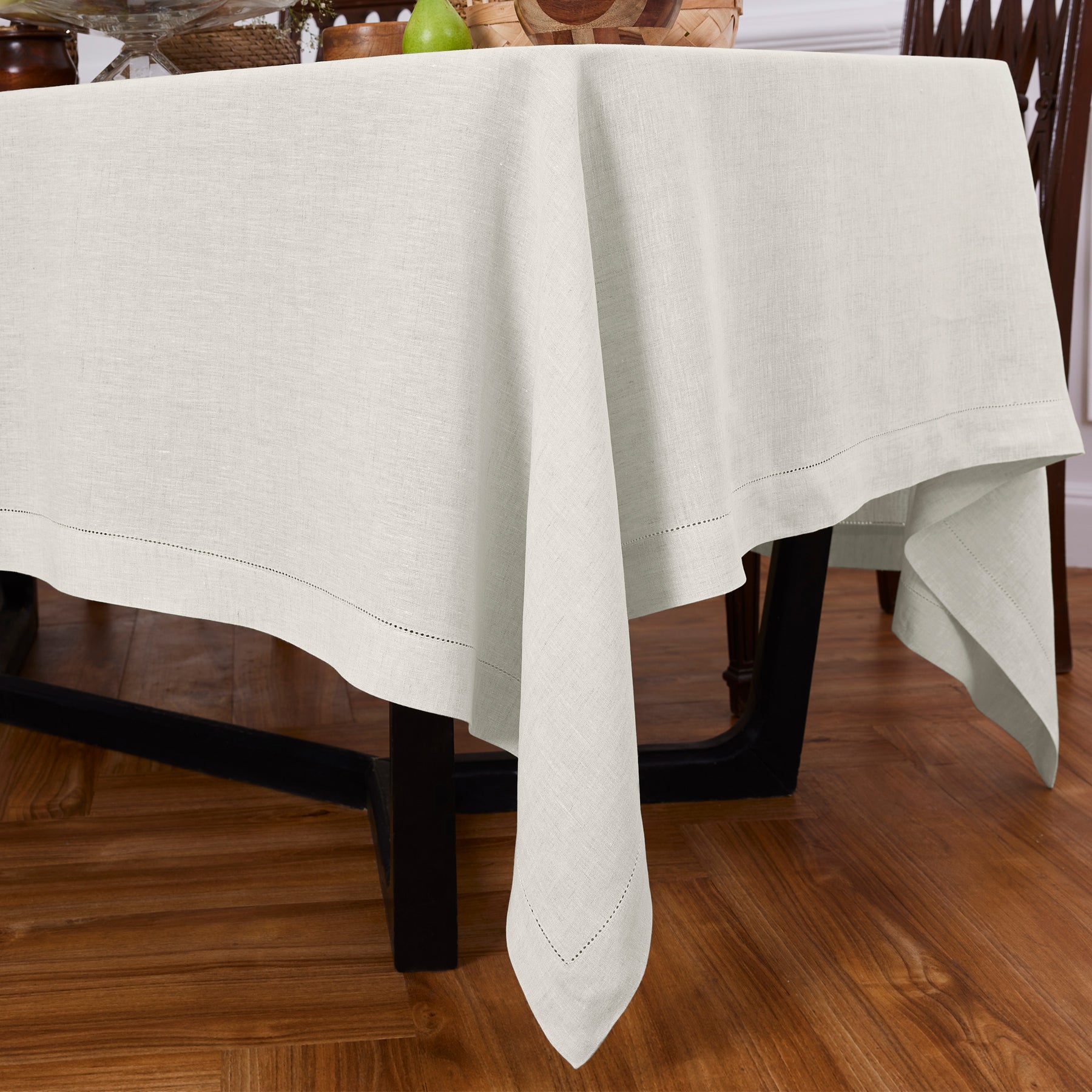 Elegant Sonoma Hemstitch Tablecloth - Premium Cotton Dining Table Cover for Formal Dinners & Special Occasions