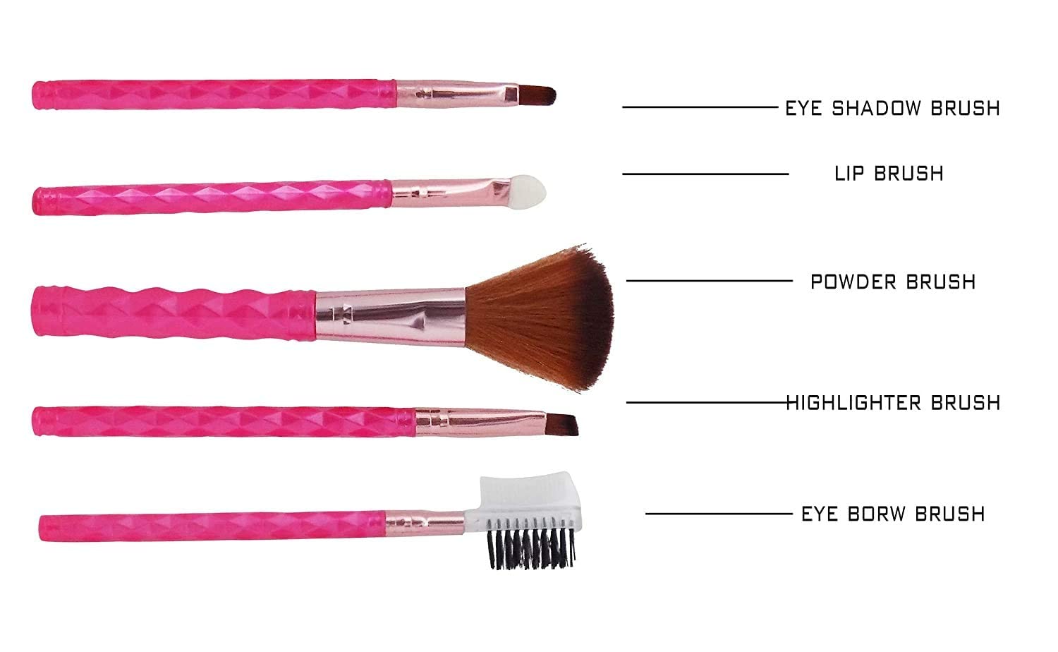SIYAA 5-Piece Makeup Brush Set for Women & Girls - Eye Shadow, Blush, Foundation Brushes - Soft Bristles for Flawless Application - Perfect for Daily Makeup & Travel