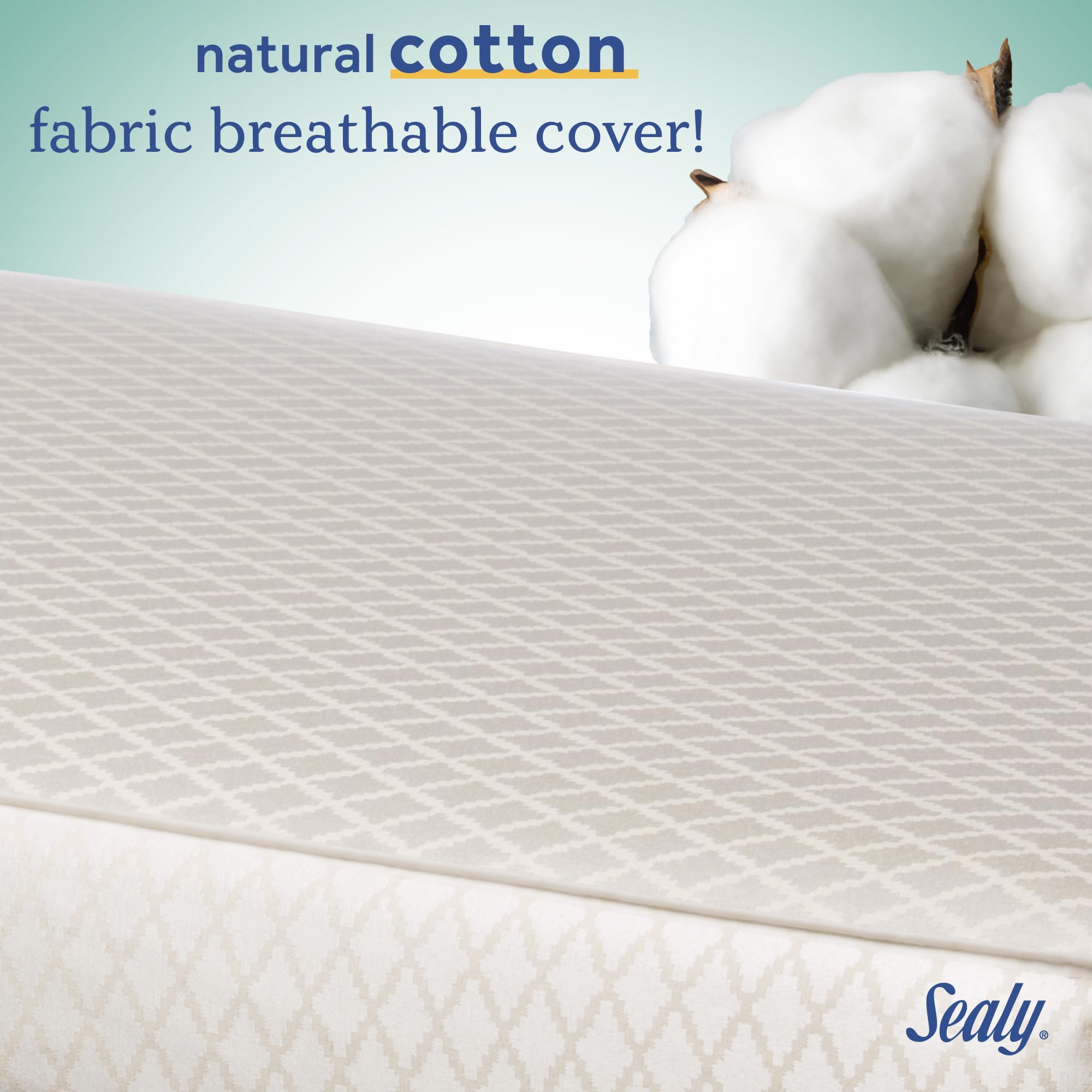 Sealy Baby Posturepedic Grow Breathable 2-Stage Waterproof Crib Mattress & Toddler Bed - Non-Toxic Cotton Cover, GREENGUARD Gold Certified, Safety Tested, Made in USA (52
