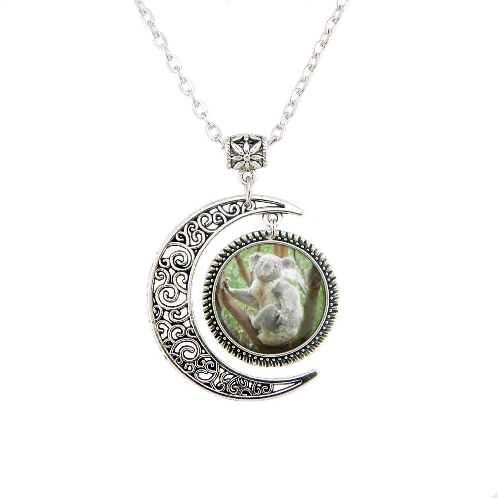 Silver Moon Koala Pendant Necklace - Cute Animal Jewelry Gift for Women - Perfect for Birthdays, Anniversaries & Nature Lovers
