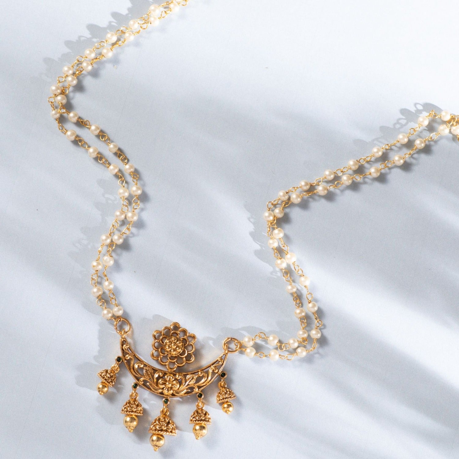 Azba Statement Pearl String Necklace for Women - Elegant 18K Gold Plated Layered Beaded Jewelry - Perfect for Weddings, Parties & Special Occasions