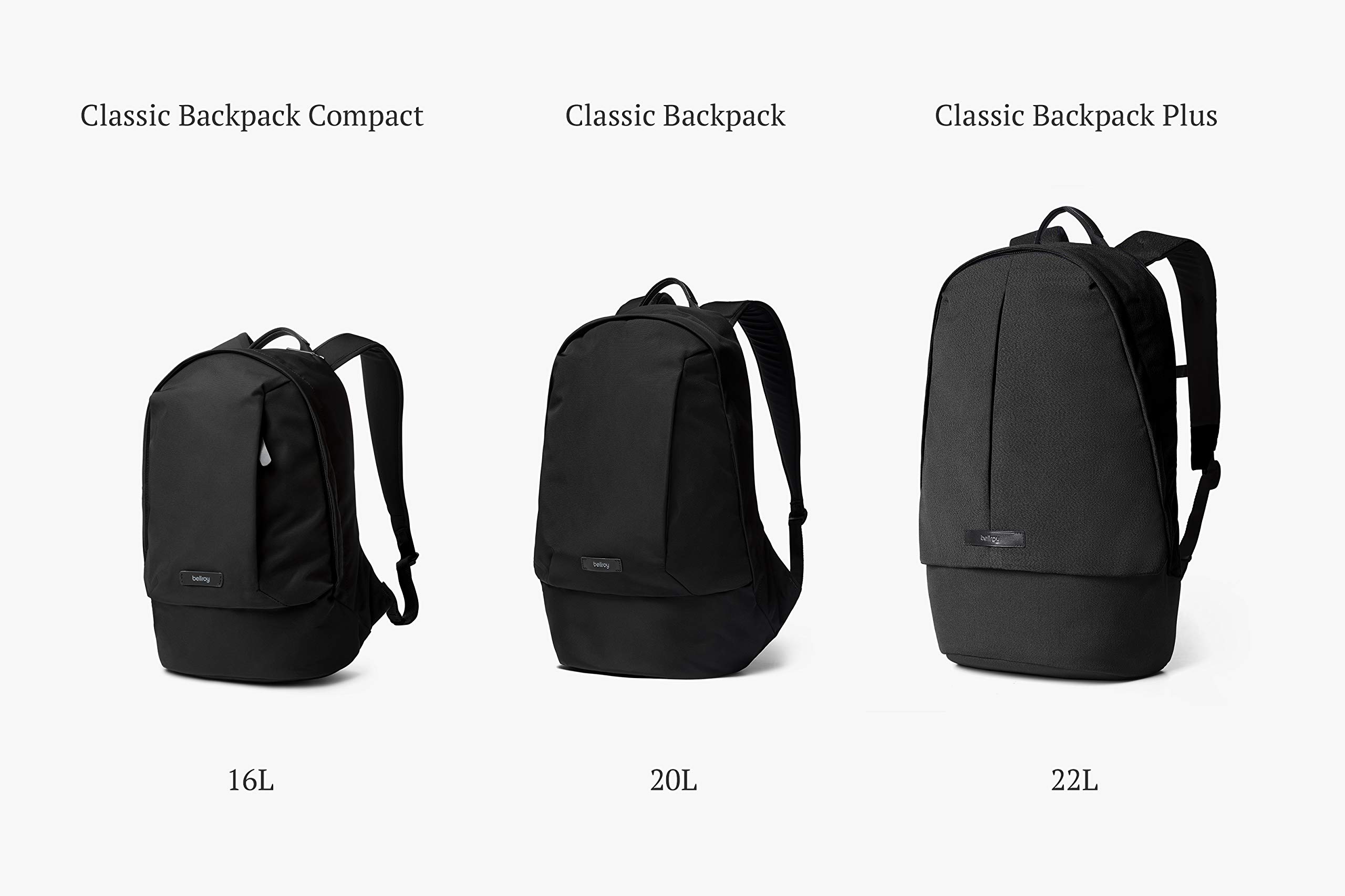 Bellroy Classic Backpack Compact - Slim Laptop Backpack for Work & Travel (Fits 16-Inch Laptop, 16L Capacity) - Black | Perfect for Commuting, Business Trips & Everyday Use