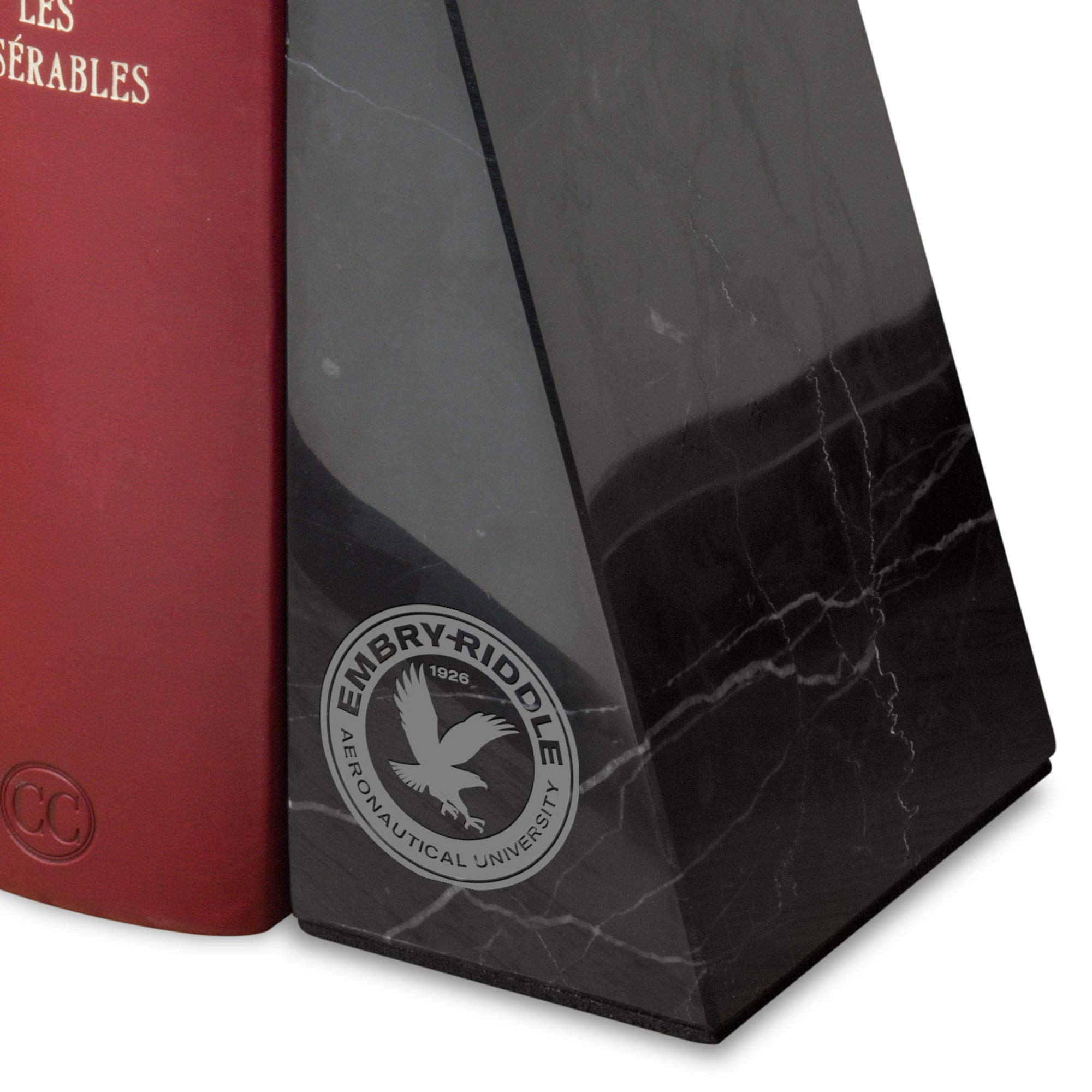 Embry-Riddle Marble Bookends by M.LaHart - Heavy Duty Book Holder for Office, Library & Home Decor - Perfect Gift for Aviation Enthusiasts & College Graduates