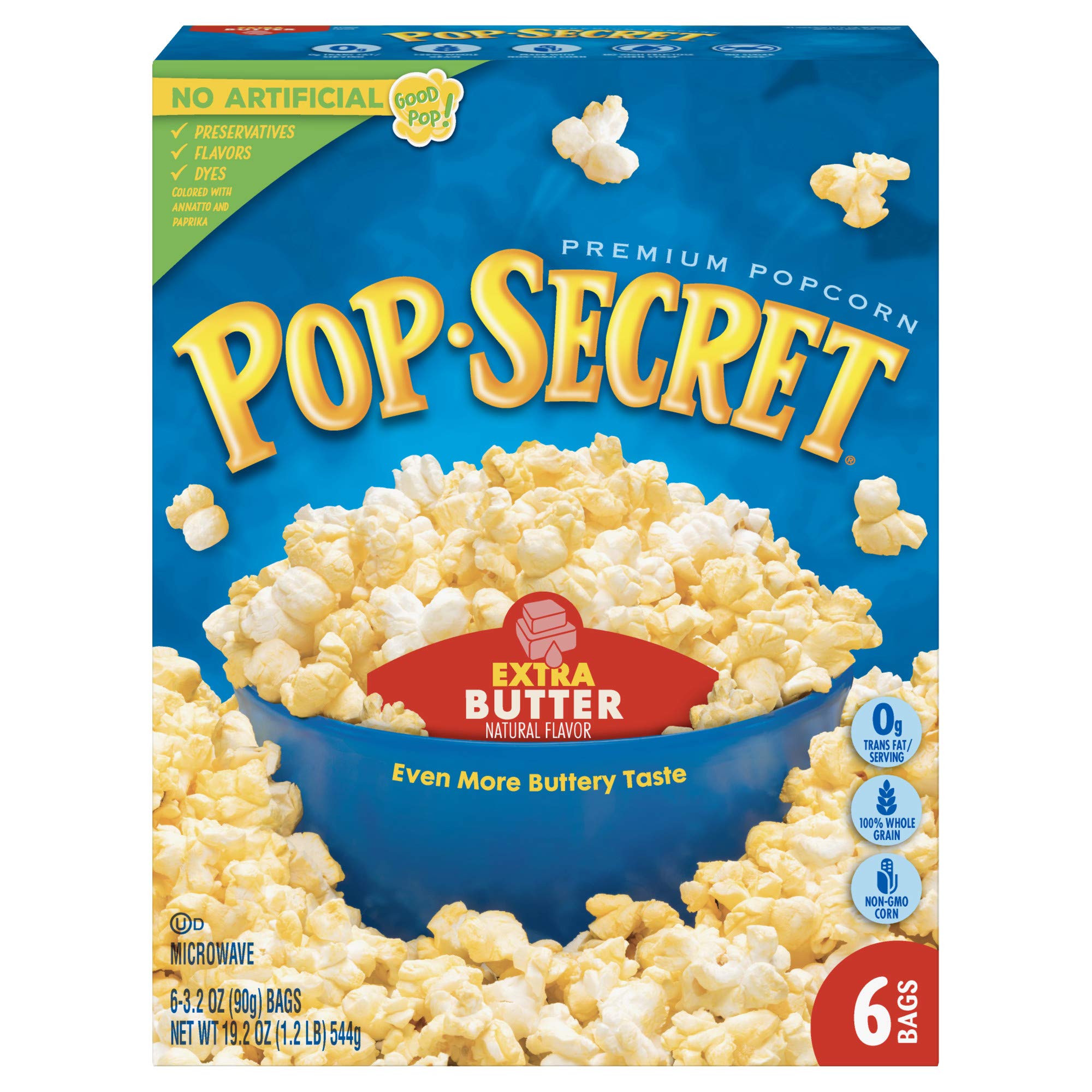 Pop Secret Extra Butter Microwave Popcorn - 3.2oz Bags (6 Count, Pack of 6) | Perfect for Movie Nights, Snack Time & Office Breaks