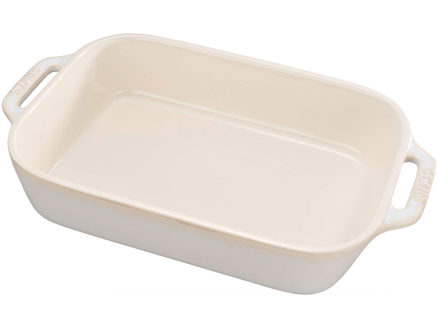 Staub 40511-883 Rectangular Ceramic Au Gratin Dish - Ivory, 10.6 x 7.9 Inches (27 x 20 cm), Oven & Microwave Safe - Perfect for Baking Casseroles, Lasagna, and Side Dishes