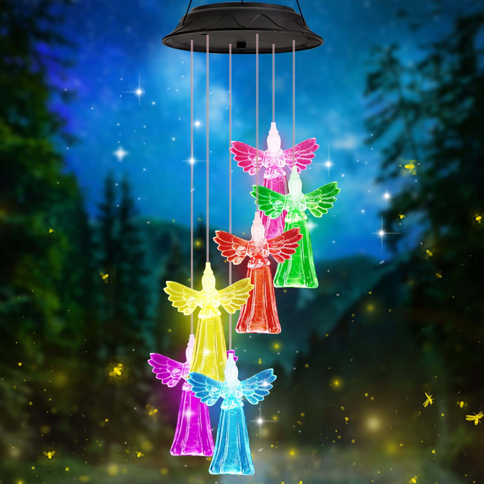 Angel Solar Wind Chimes - Outdoor Decorative Solar Lights for Garden, Patio & Yard | Perfect Mother's Day Gift, Birthday Present for Mom & Grandma | Gardening Gifts for Women | Creates Soothing Ambience for Relaxation