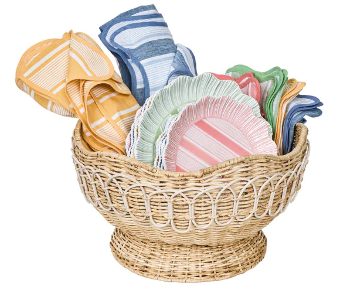 Juliska Provence Rattan 15-Inch Whitewashed Serving Bowl - Perfect for Farmhouse Dining, Rustic Kitchen Decor & Entertaining Guests