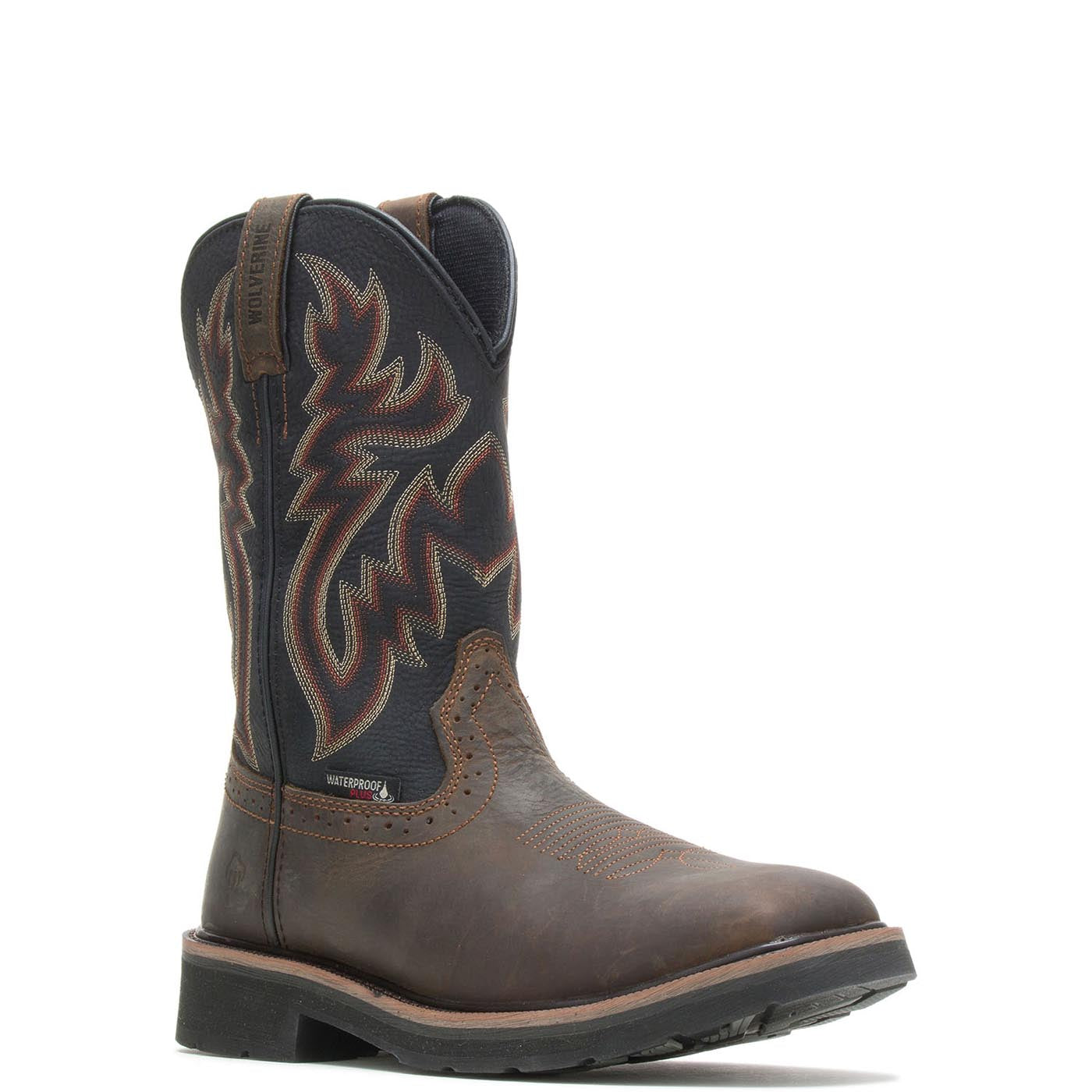 Waterproof Pull-On Wellington Work Boots for Men - Soft Toe, Black/Brown - Ideal for Farming, Ranch Work & Outdoor Activities