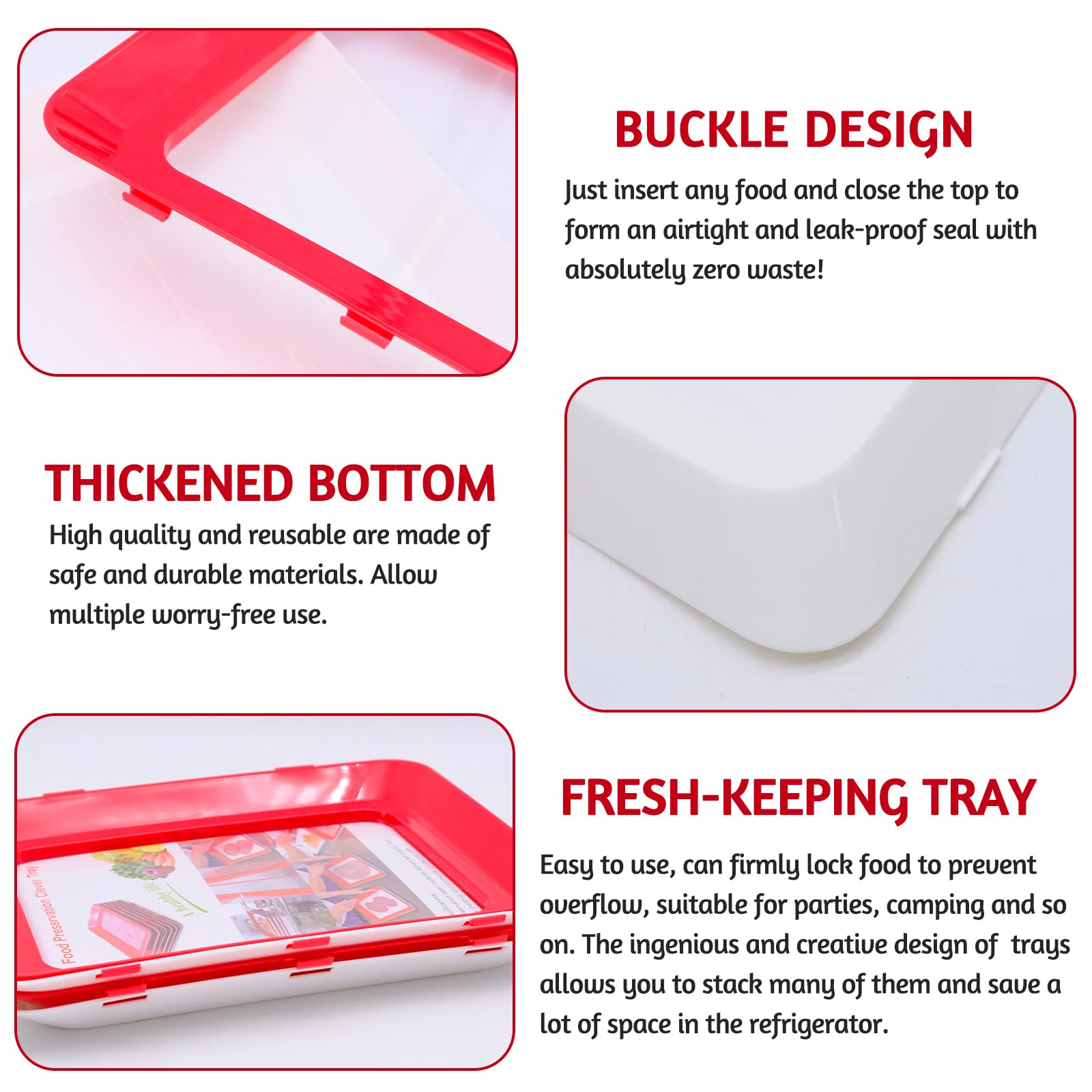 2-Pack Reusable Food Storage Trays - Stackable BPA-Free Plastic Food Preserver Containers for Fruits, Vegetables & Meal Prep - Perfect for Fridge, Pantry & Picnic Organization