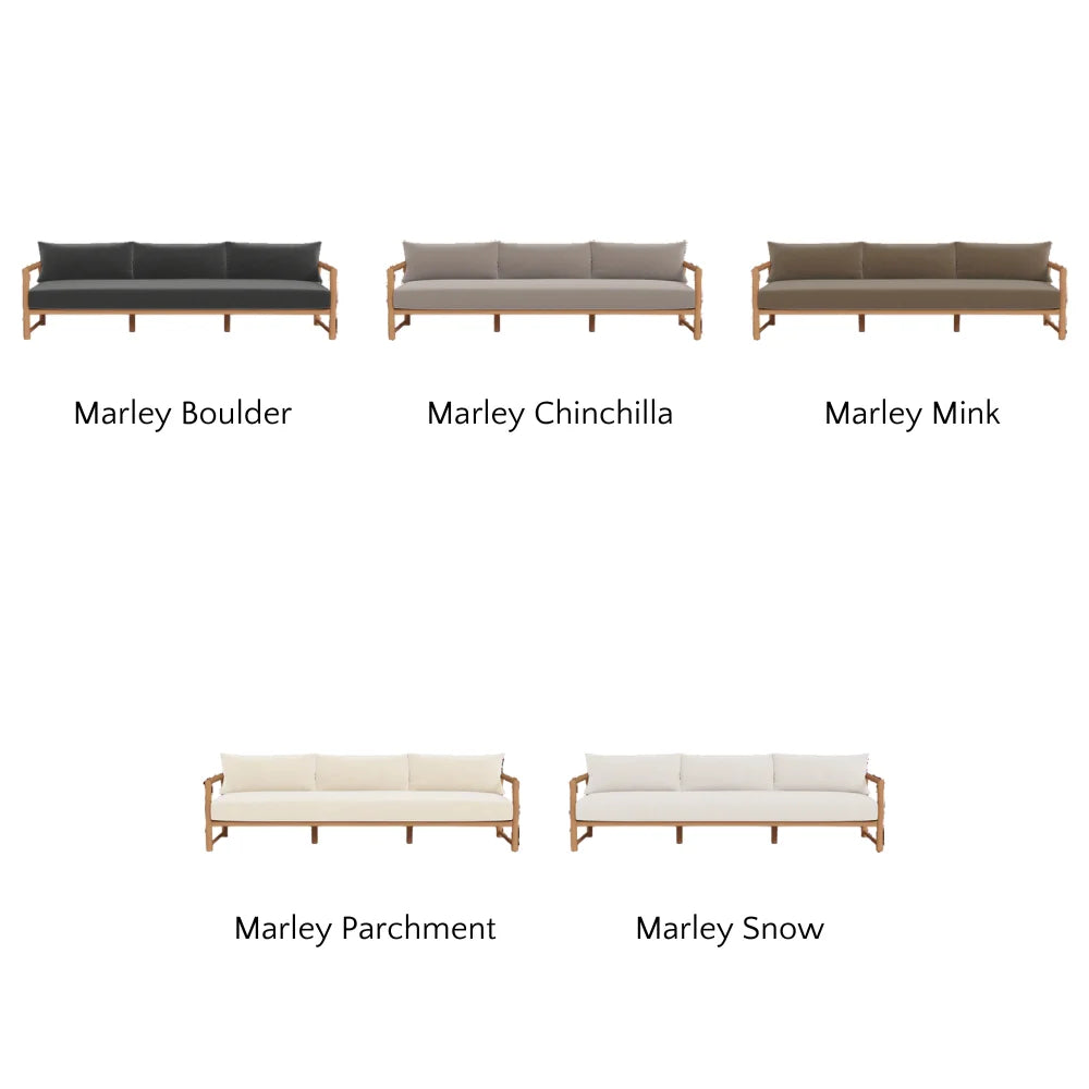 Premium Breeze XL Teak Outdoor 3-Seat Sofa Set - Weather-Resistant Patio Furniture for Garden, Poolside & Backyard Relaxation