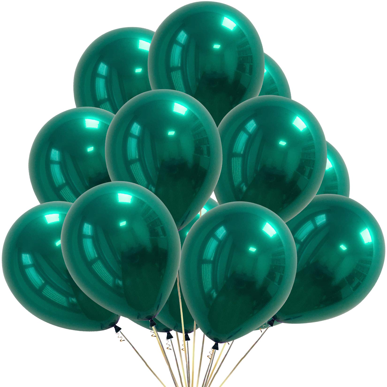 Emerald Green Chrome Metallic Balloons 12 Inch - 2-Layered Helium Balloons for Wedding, Graduation, Birthday Party Decorations (50 Pack) | Elegant Party Supplies & Event Decor for Special Occasions