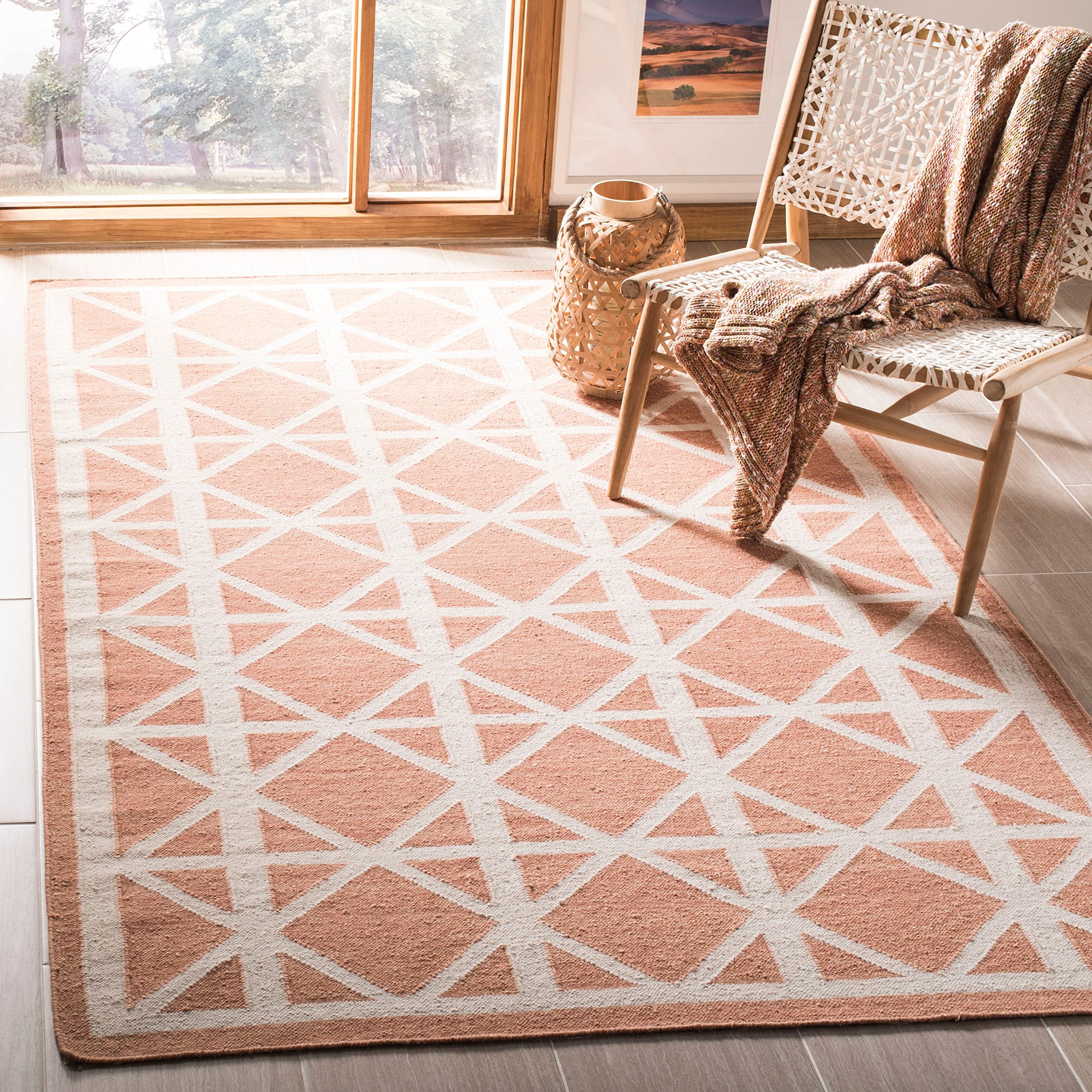 Safavieh Dhurries 5' x 8' Handmade Purple and Ivory Area Rug - Boho Chic Home Decor for Living Room, Bedroom & Dining Room