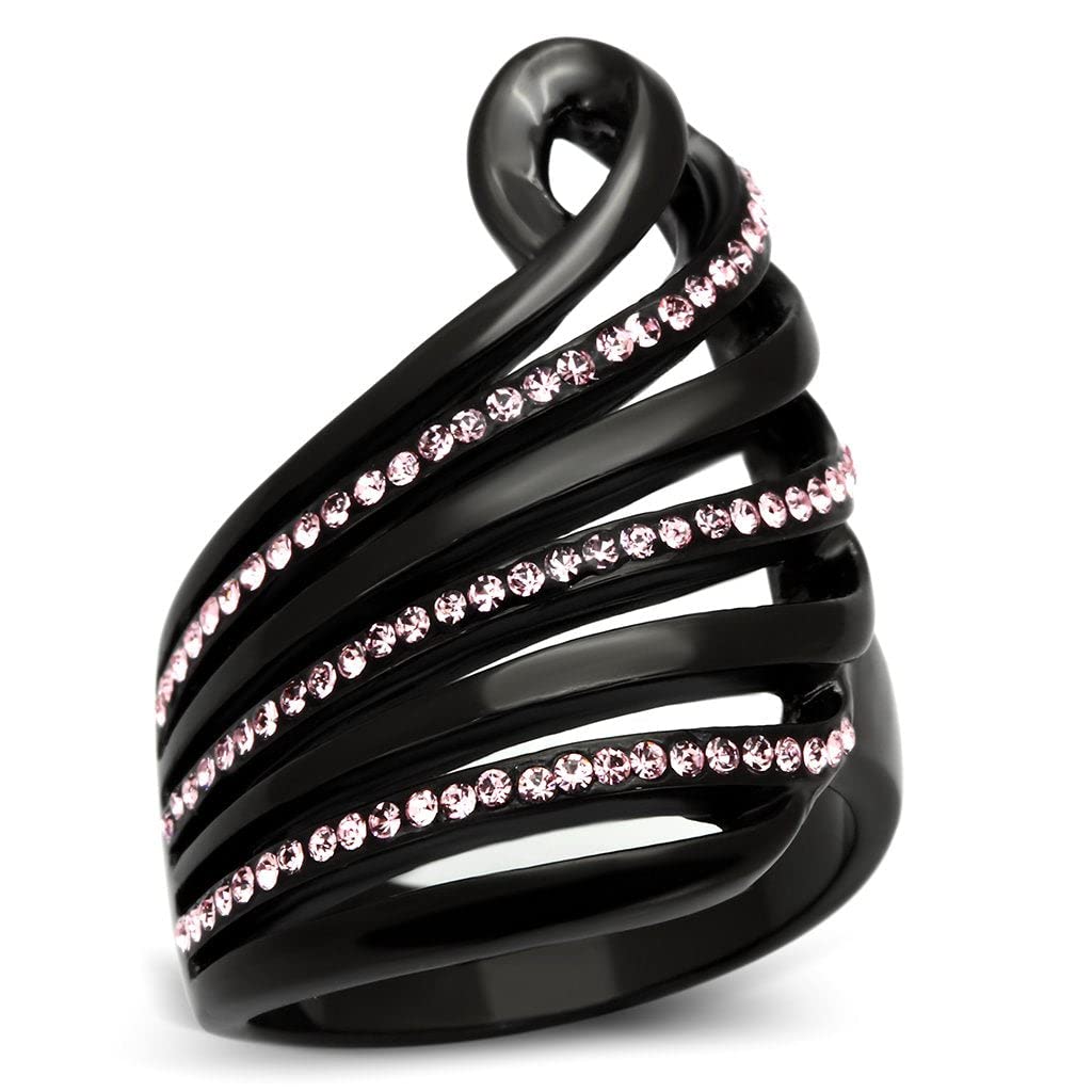 BlackIon Stainless Steel Ring with GRD Crystal - Elegant for Parties & Gifts