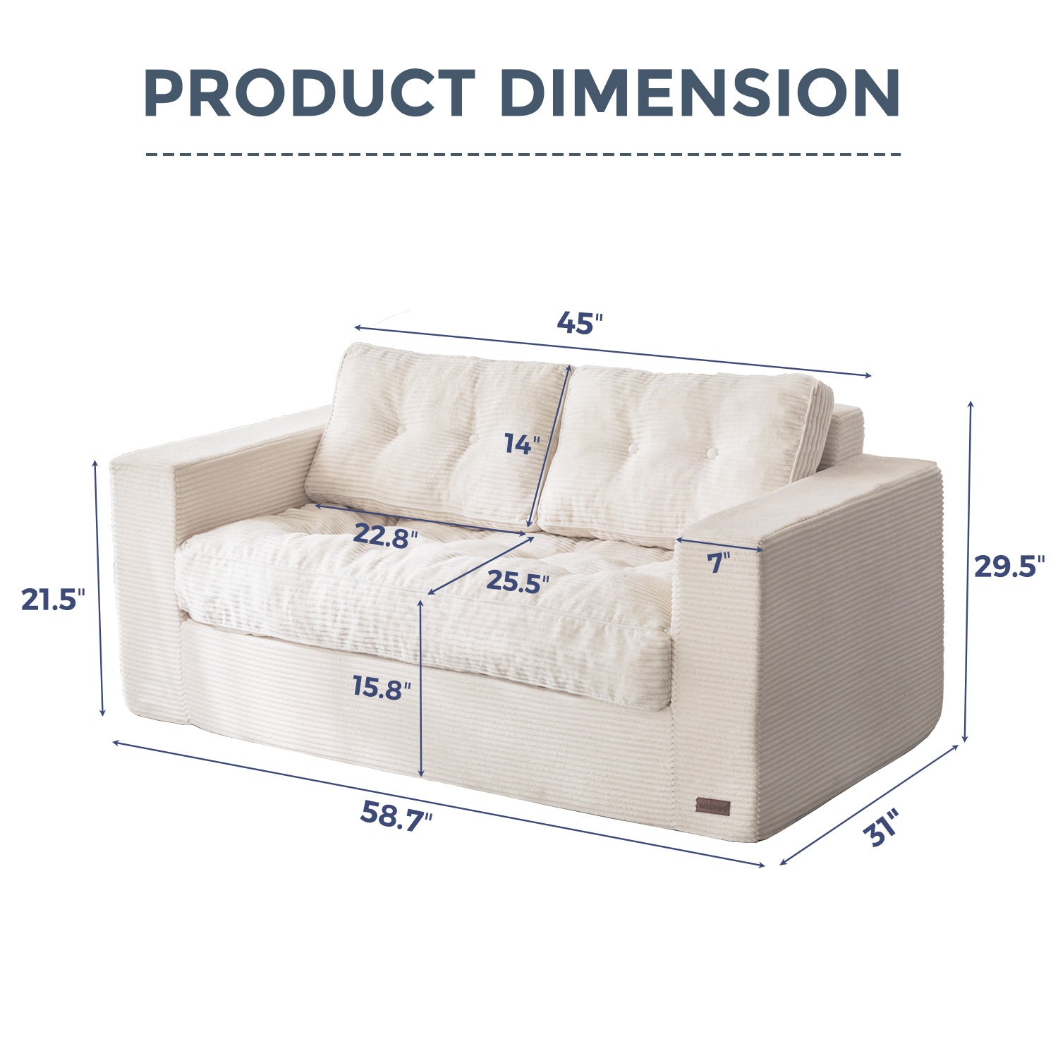 MAXYOYO Bean Bag Sofa Chair - Upholstered Floor Sofa with Armrests for Adults, Beige | Comfortable Lounge Seating for Living Room, Bedroom & Game Room