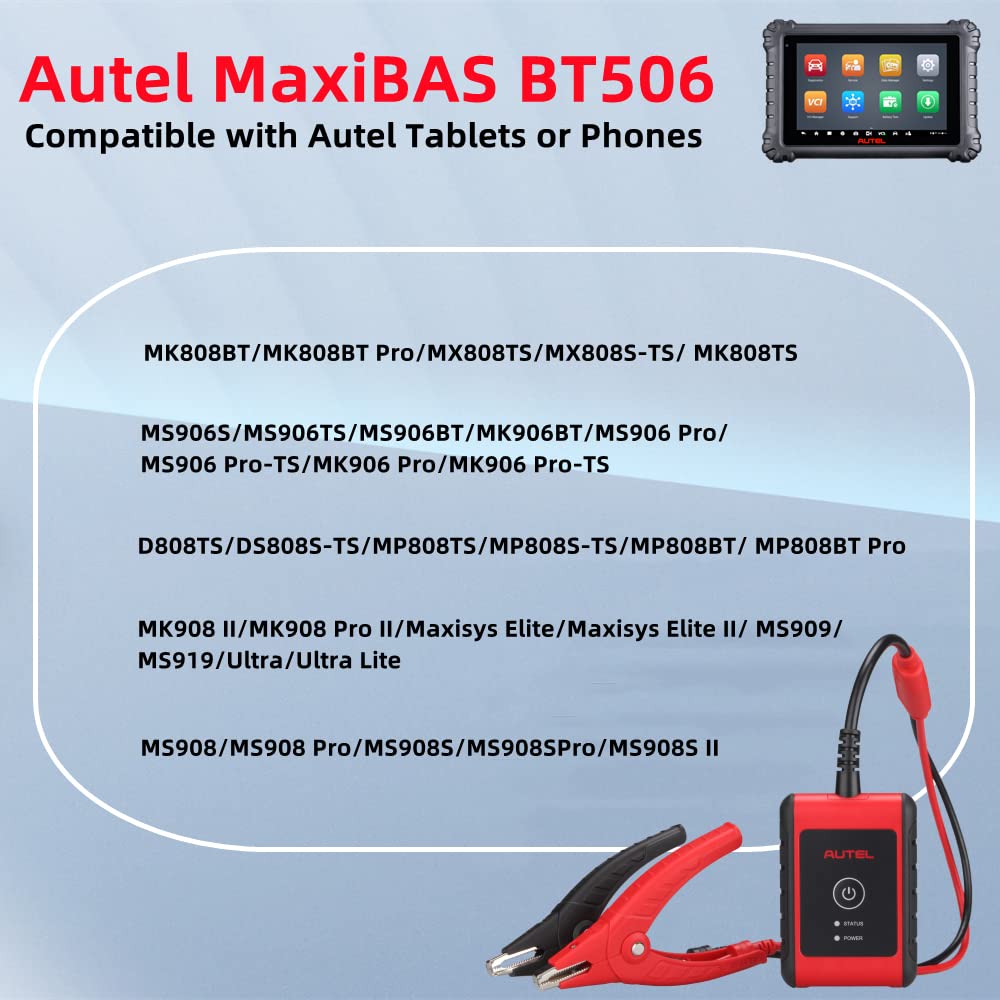 Autel MaxiBAS BT506 12V/6V Car Battery Tester - 100-2000 CCA Vehicle Battery Analyzer with Adaptive Conductance Technology for Accurate Load Testing | Perfect for Mechanics, DIY Auto Repair & Fleet Maintenance