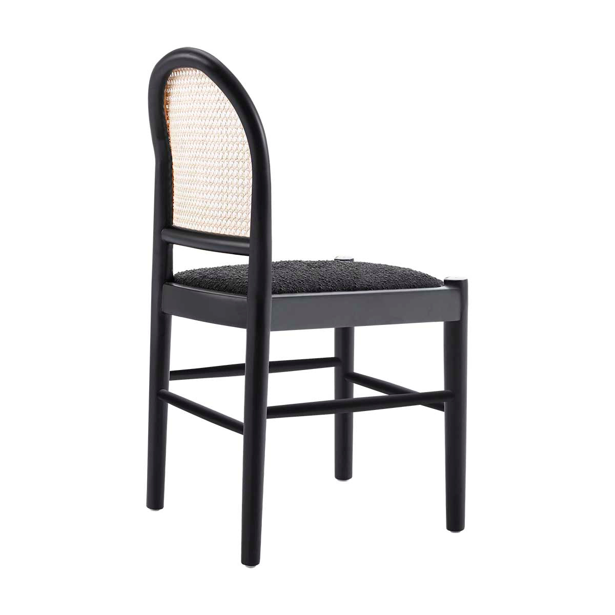 Capri Rattan Boucle Arch Dining Chair - Modern Woven Rattan Accent Chair for Kitchen, Dining Room, or Patio - Comfortable & Stylish Seating for Indoor and Outdoor Use