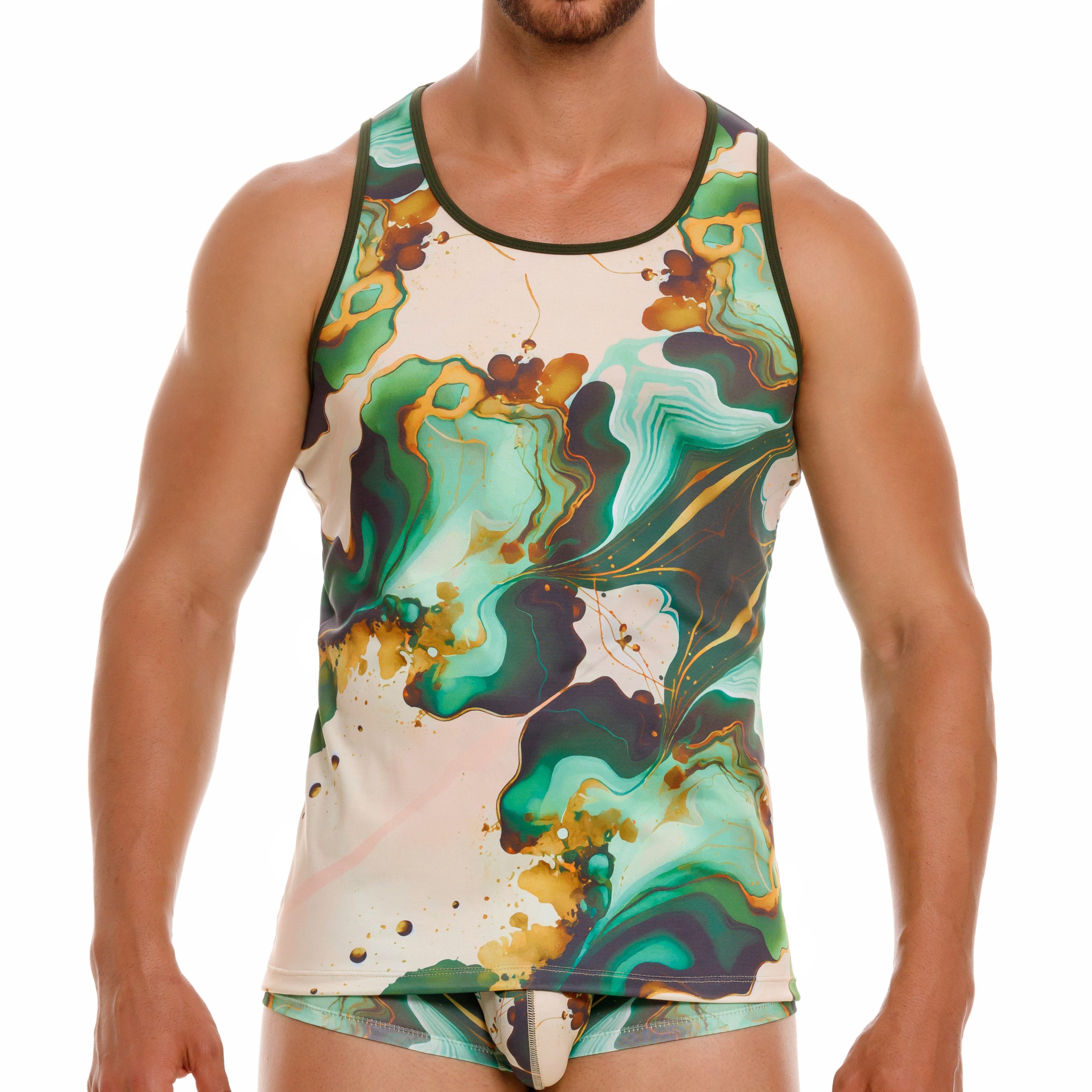 JOR Dublin Slim Fit Tank Top for Men - Lightweight Breathable Green Muscle Tee - Gym Workout, Running, Casual Wear