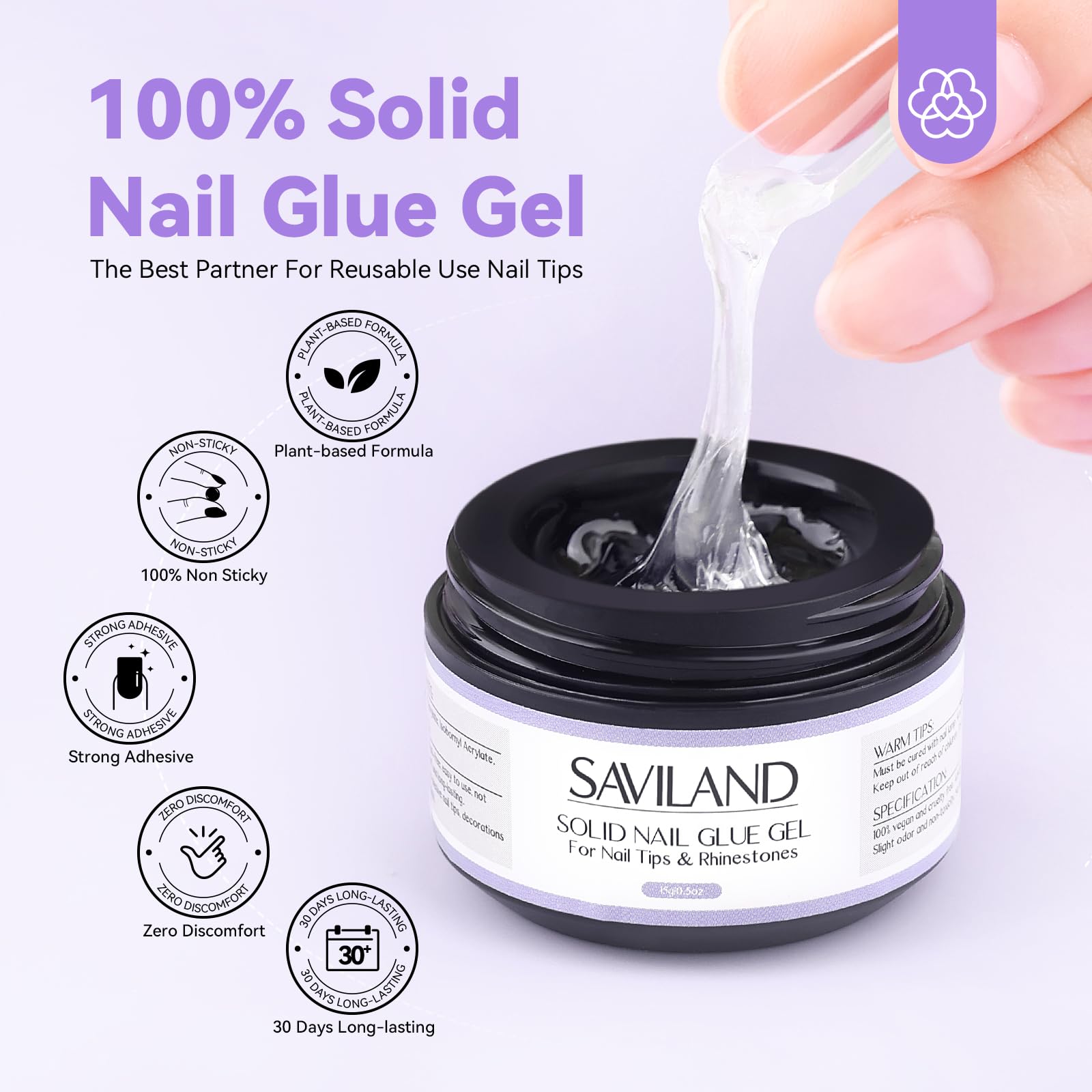 Saviland 15g Extra Strong UV Nail Glue Gel for Press on Nails & Acrylic Nails – Long Lasting False Nail Tips Adhesive, Non-Sticky 3D Nail Art Gel – Perfect for Salon, Home Manicures & Nail Decorations
