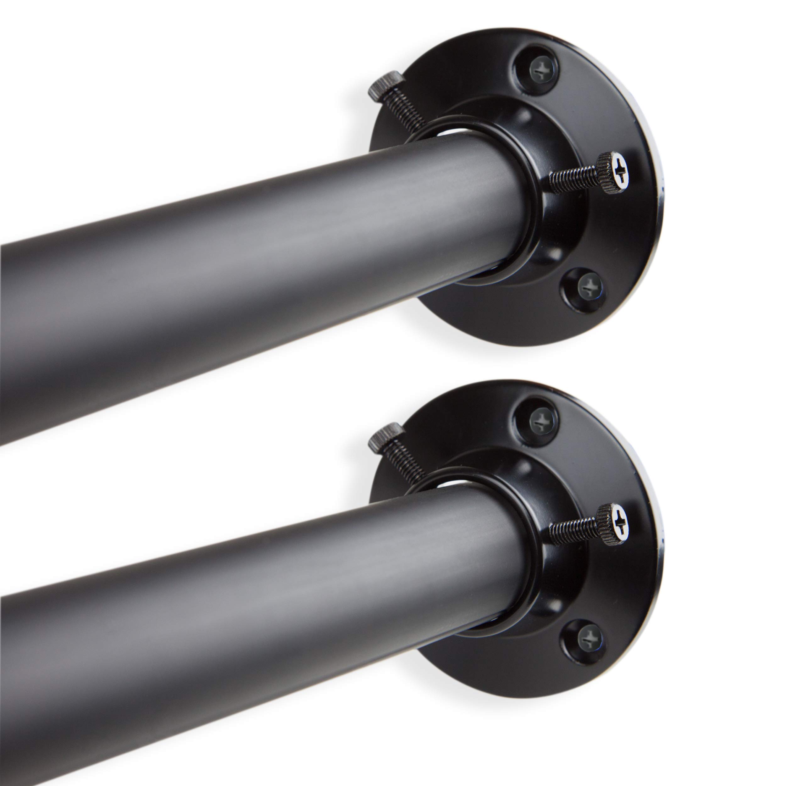 Rod Desyne 1 Inch Adjustable Closet Rod and Socket Set - 28 to 48 Inches - Black - Perfect for Bedroom Closets, Walk-in Closets, and Storage Organization