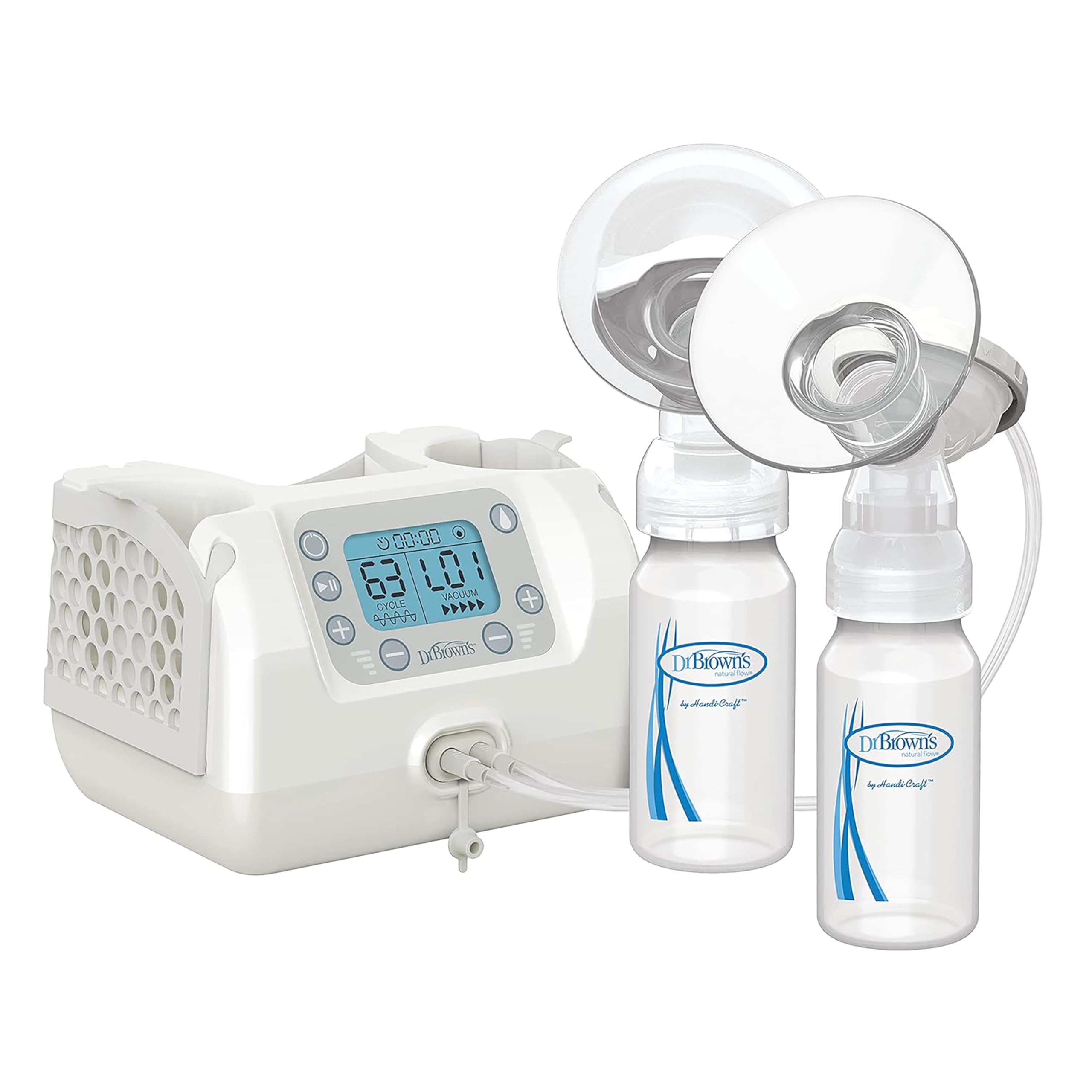 Dr. Brown's Customflow Hospital Strength Double Electric Breast Pump - Adjustable Suction & Speed, Includes 4oz Bottles, Flanges & Accessories - Ideal for Working Moms & Breastfeeding at Home or Travel