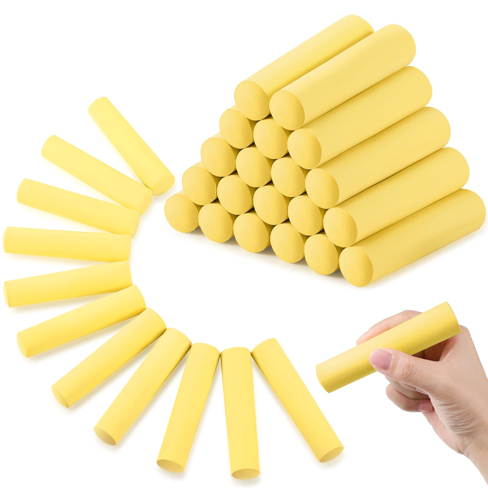 Fulmoon 40 Pcs Jumbo Non-Toxic Sidewalk Chalk for Kids & Adults - Large Washable Outdoor Chalk for Drawing, Painting, Graffiti, Classroom & Street Art (Yellow, Round Style) - Perfect for Birthday Parties, School Activities & Summer Fun