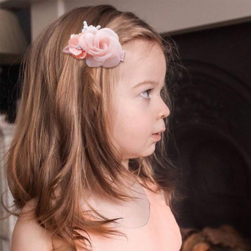 Lightweight Floral Hair Clips Set for Baby Girls & Toddlers - 3pcs Boutique Alligator Hair Bows with Fully Lined Design - Perfect Hair Accessories for Teens, Birthday Gifts & Special Occasions - Ideal for Parties, Weddings, and Everyday Wear