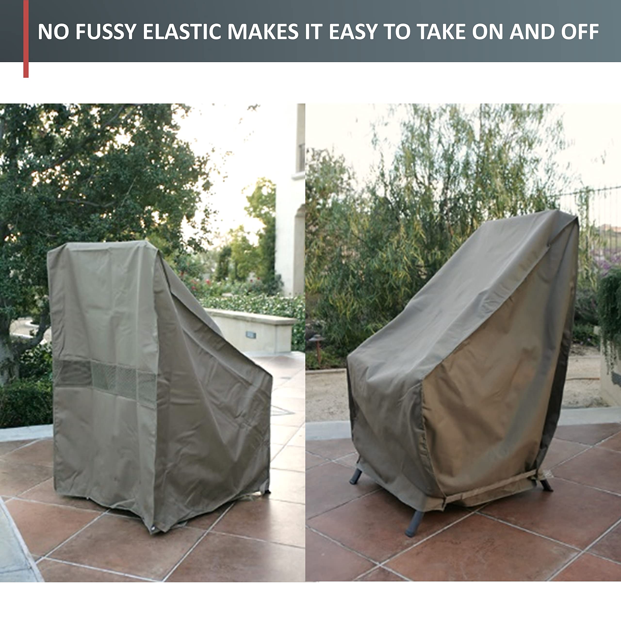 Premium Tight Weave Patio Chair Covers 6-Pack - Waterproof, UV-Resistant Outdoor Furniture Protectors with Adjustable Straps & Secure Fasteners - Fits High Back Chairs 27