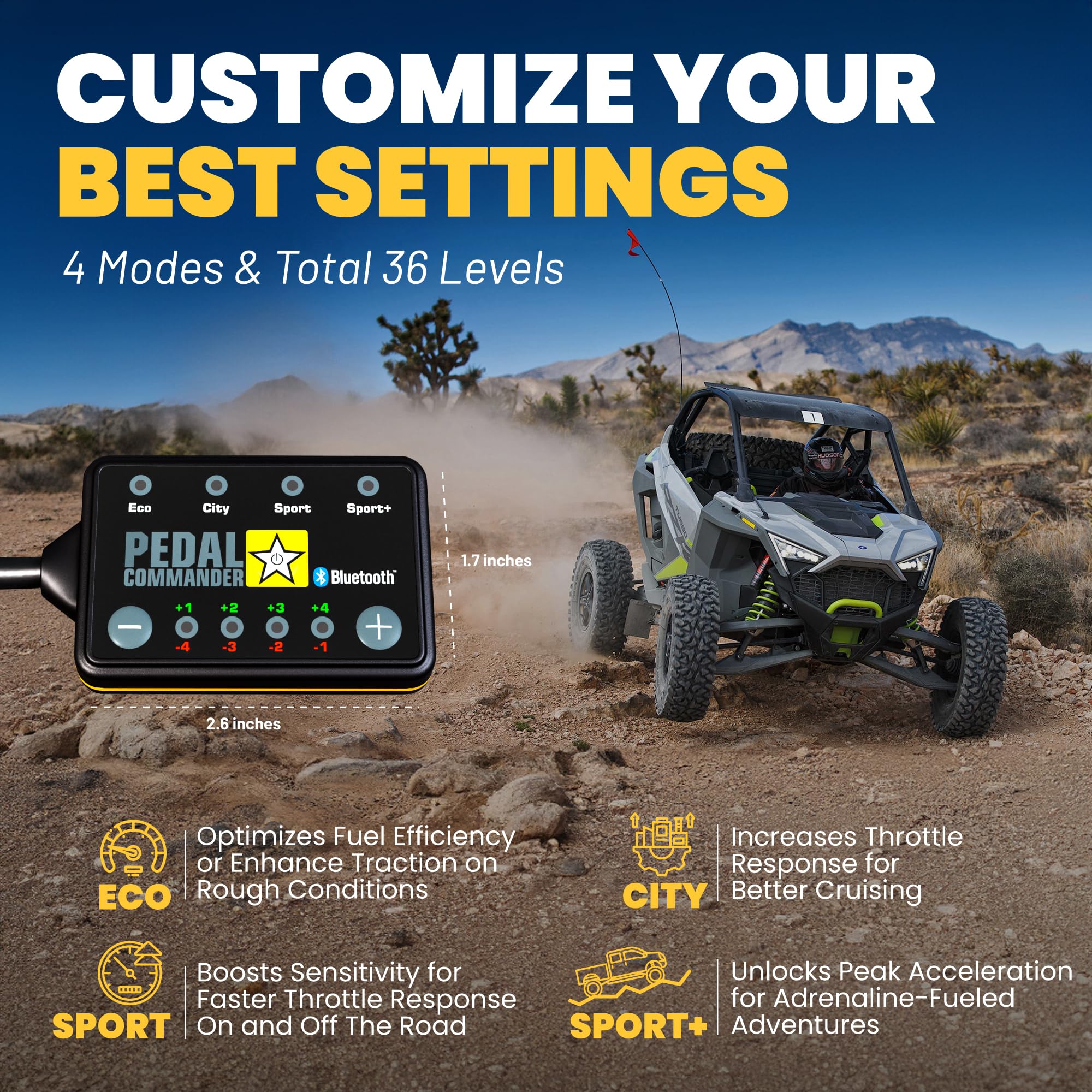 PEDAL COMMANDER Throttle Response Controller for Polaris RZR Models 2015-2025 - Compatible with Trail, RS1, XP, Turbo S, 570, 800, 900, Ranger & General - Off-Road Performance Upgrade for Enhanced Acceleration & Control