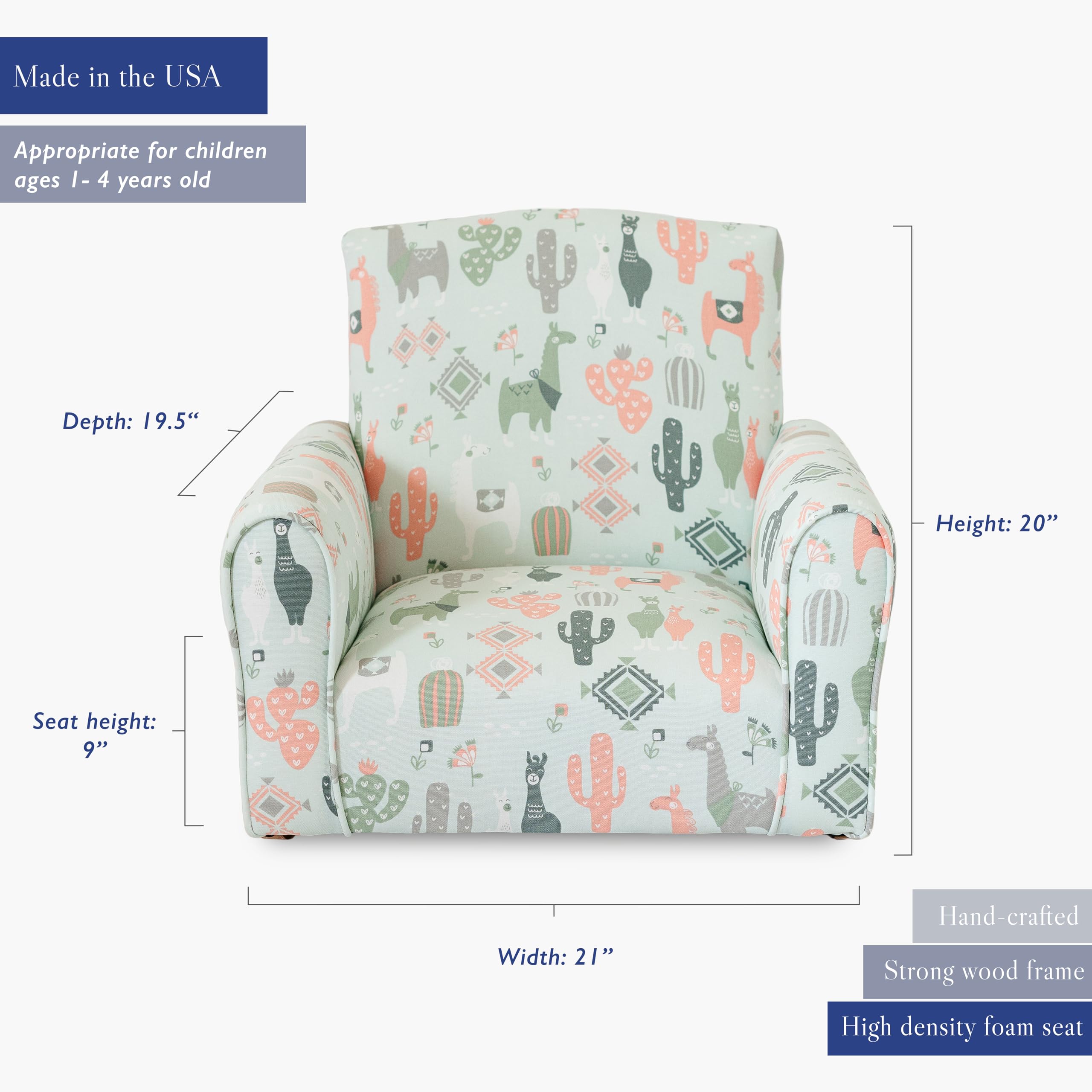 Personalized Kids Rocking Chair with Name - Soft Upholstered Toddler Armchair, Custom Llama Print Design for Nursery & Playroom - Comfortable Personalized Children's Furniture for Reading Nook & Bedroom Decor