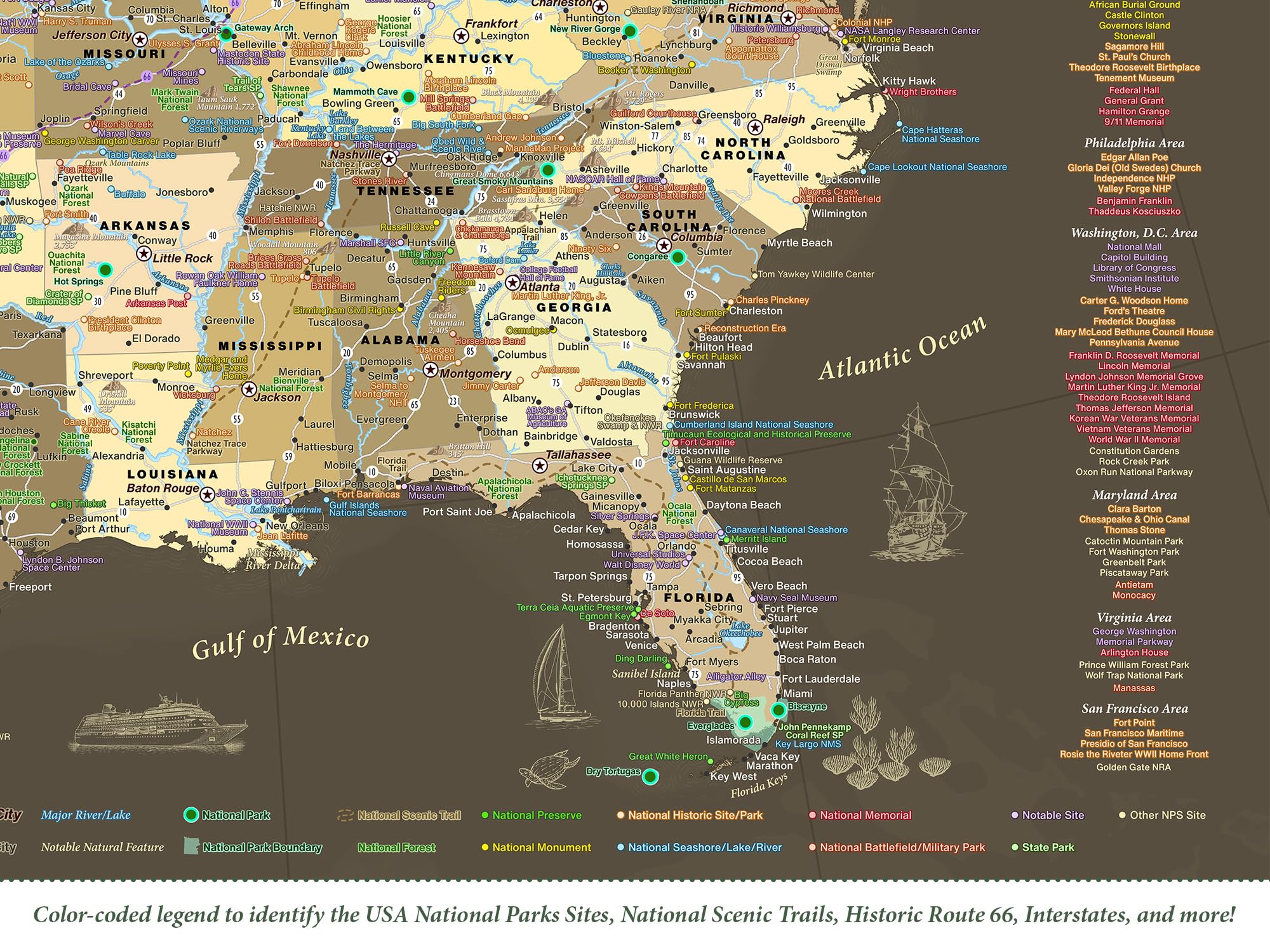 Personalized USA National Park Map with Pins - Custom Push Pin Travel Map for US National Parks, State Landmarks & Highest Peaks - Brown Edition Framed Map or Stretched Canvas (Includes 500 Pins) - Perfect for Travel Enthusiasts, Home Decor & Adventure Gifts