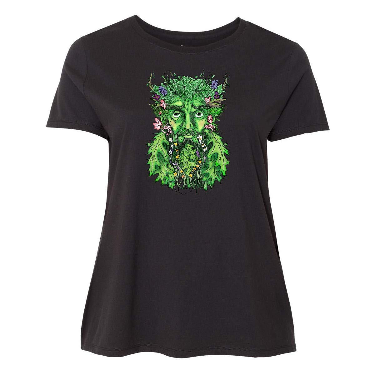 Inktastic 1st Day of Spring Greenman Spring Equinox Women's Plus Size T-Shirt - Comfortable Graphic Tee for Spring Celebrations, Equinox Festivals & Nature Lovers