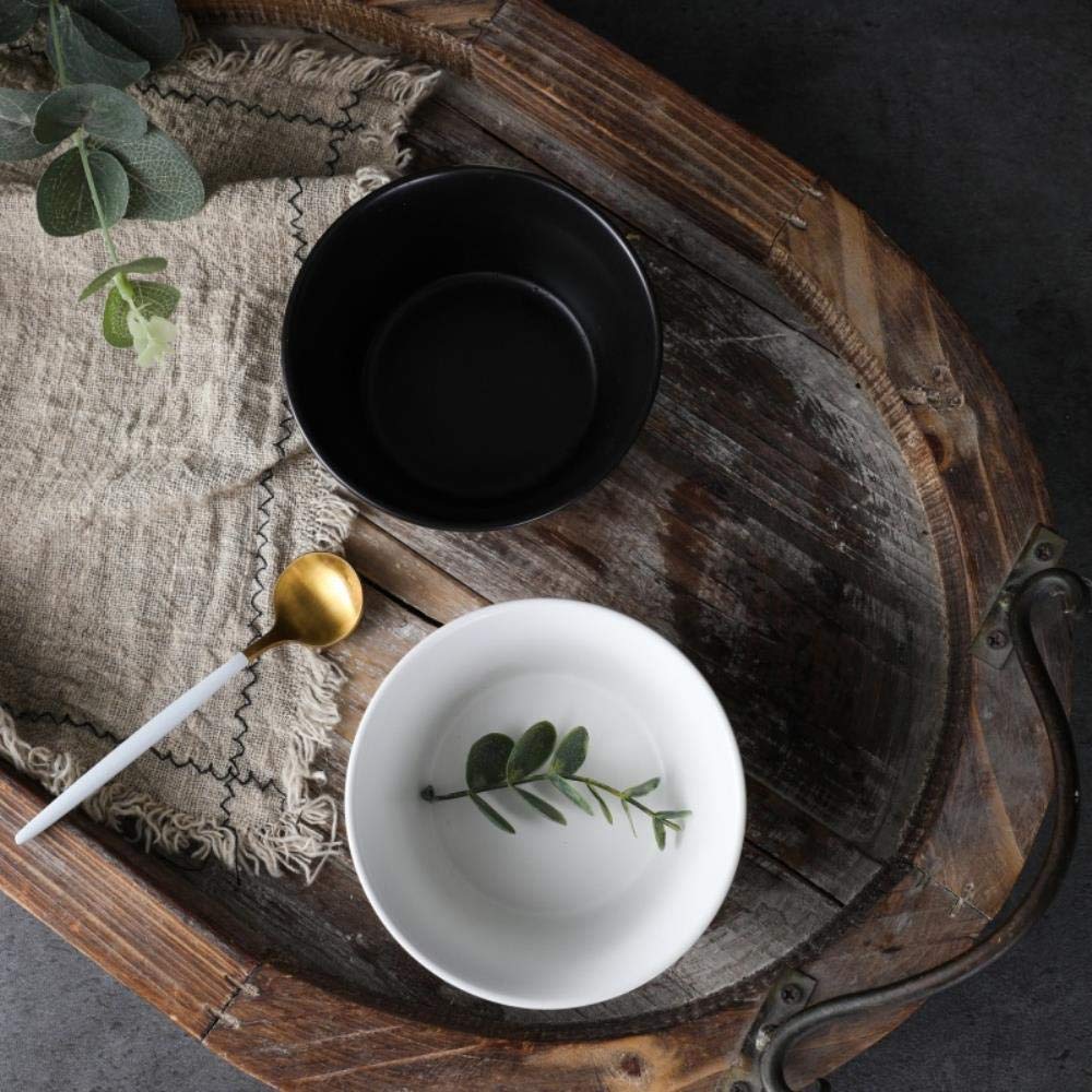 Premium Matte Ceramic Rice Bowl Set - Black, White & Blue Handmade Small Bowls for Soup, Salad, Cereal | Durable Stoneware for Everyday Dining, Kitchen & Restaurant Use