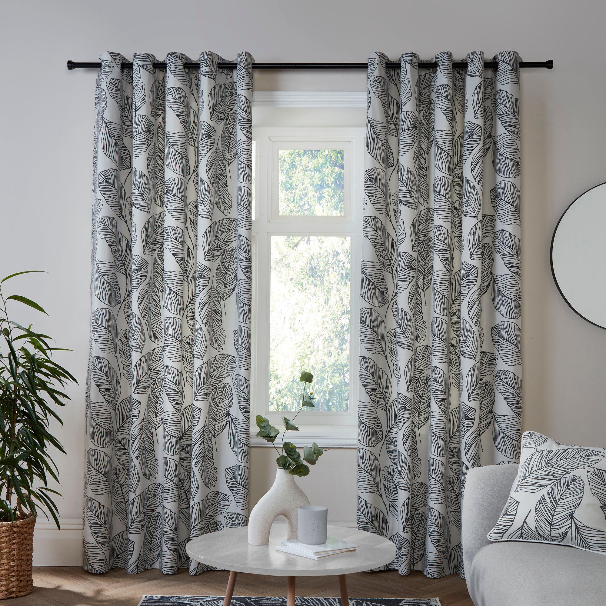 Fusion Matteo Blackout Eyelet Curtains for Bedroom & Living Room - Thermal Insulated Window Drapes with Grommets, Light Blocking & Noise Reducing (Black)