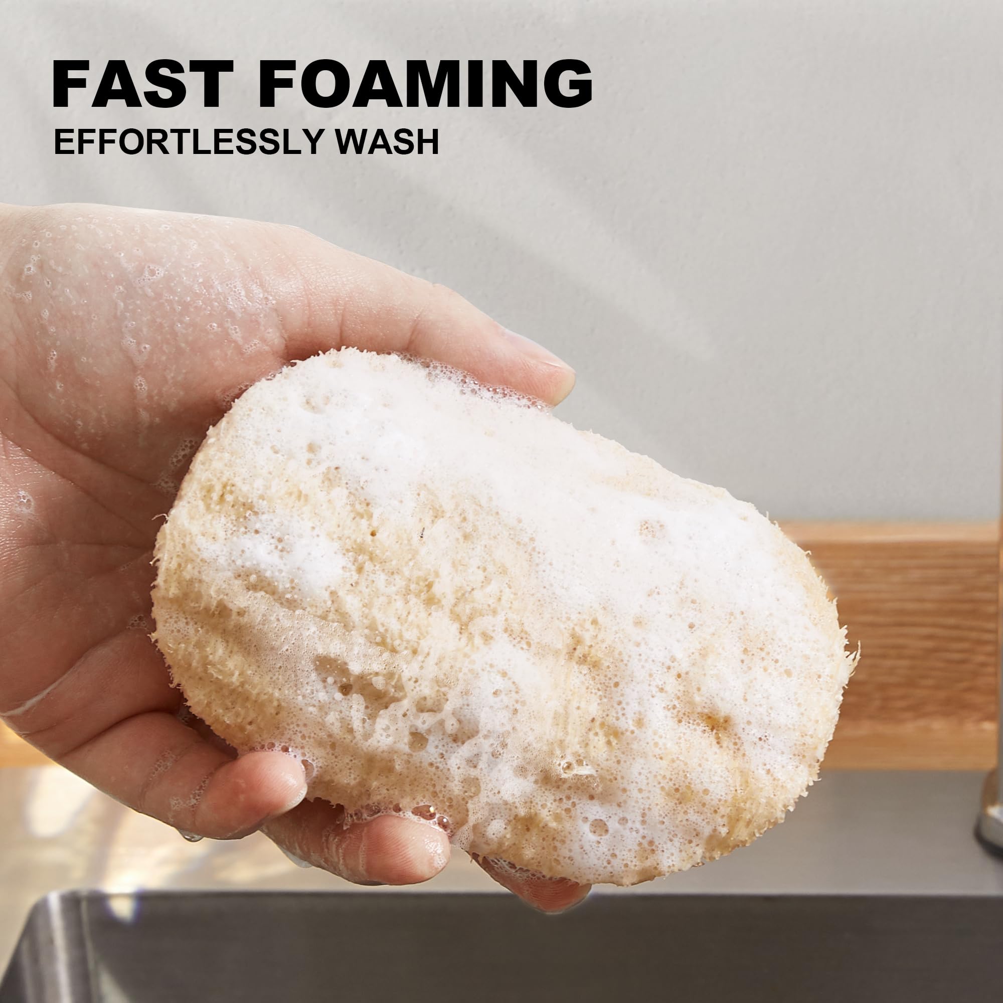 JOYMOOP Natural Loofah Dish Sponges - 12 Pack | Eco-Friendly Kitchen Scrubber for Washing Dishes, Pots & Pans | Perfect for Daily Cleaning & Gentle Scrubbing